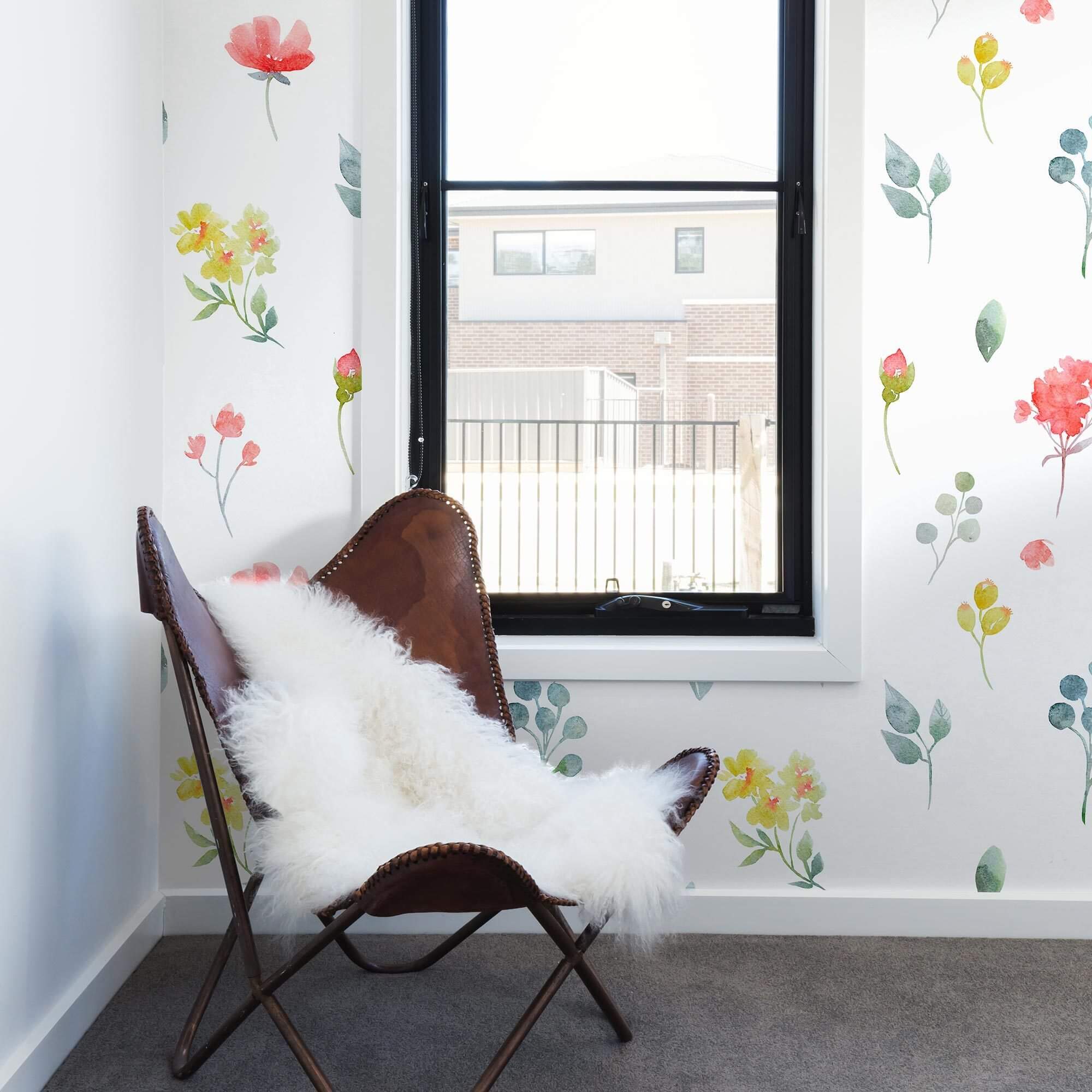White Floral Peel and Stick Removable Wallpaper - Self-Adhesive Decorative Wall Covering for Bedroom, Living Room & Home Decor