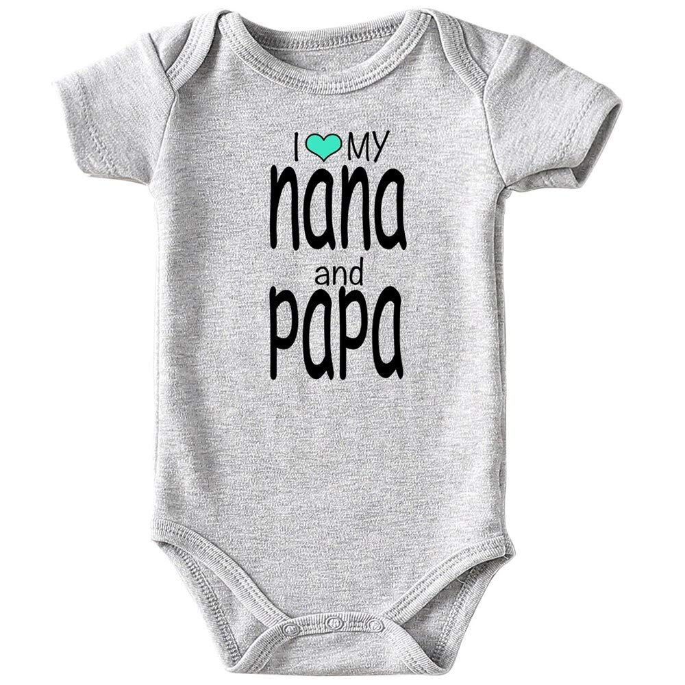 Funny Baby Bodysuit 0-3M - Unisex Love Nana Papa Outfit for Newborns