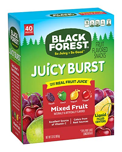 Black Forest Juicy Burst Mixed Fruit Snacks - 40 Count (0.8oz Pouches) | Healthy On-The-Go Snack for Kids Lunch, Travel & Office | Gluten Free & Natural Flavors