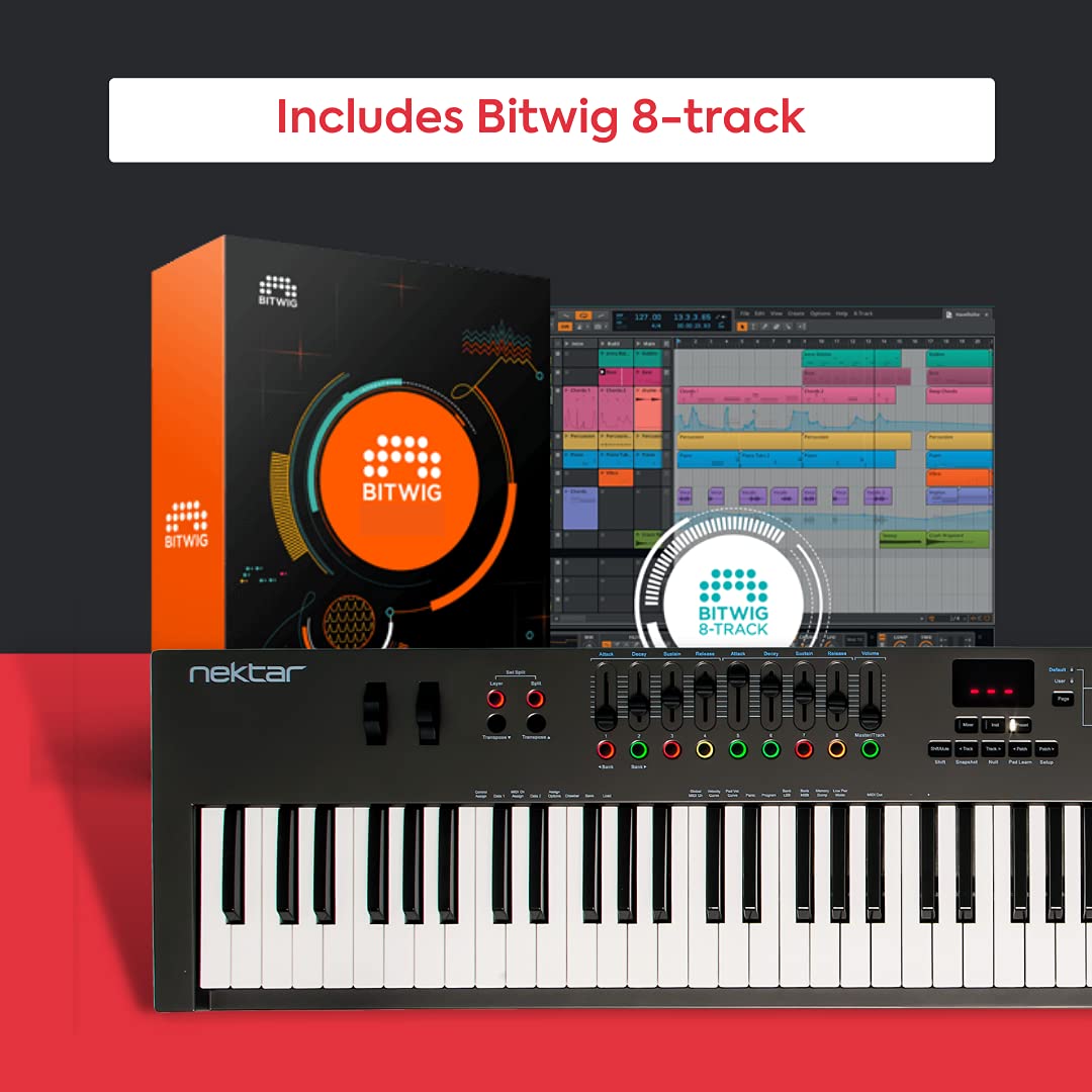 Nektar Impact LX88+ 88-Key USB MIDI Keyboard Controller with Semi-Weighted Keys - Perfect for Music Production, Studio Recording & Live Performance