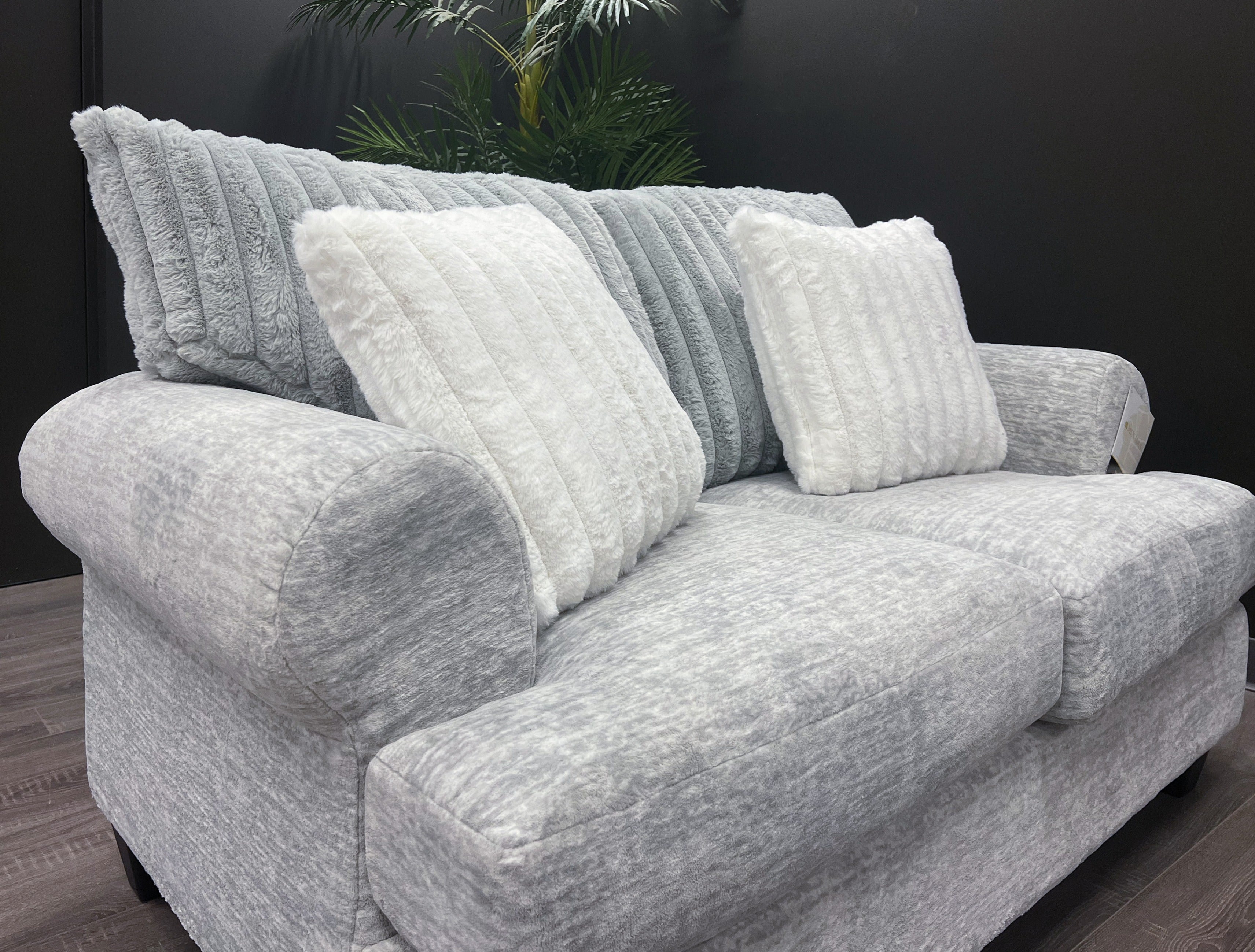Oasis Transitional Stationary Loveseat in Galactic Oyster - Modern Small Sofa for Living Room, Apartment & Office - Perfect for Relaxing, Entertaining & Small Spaces