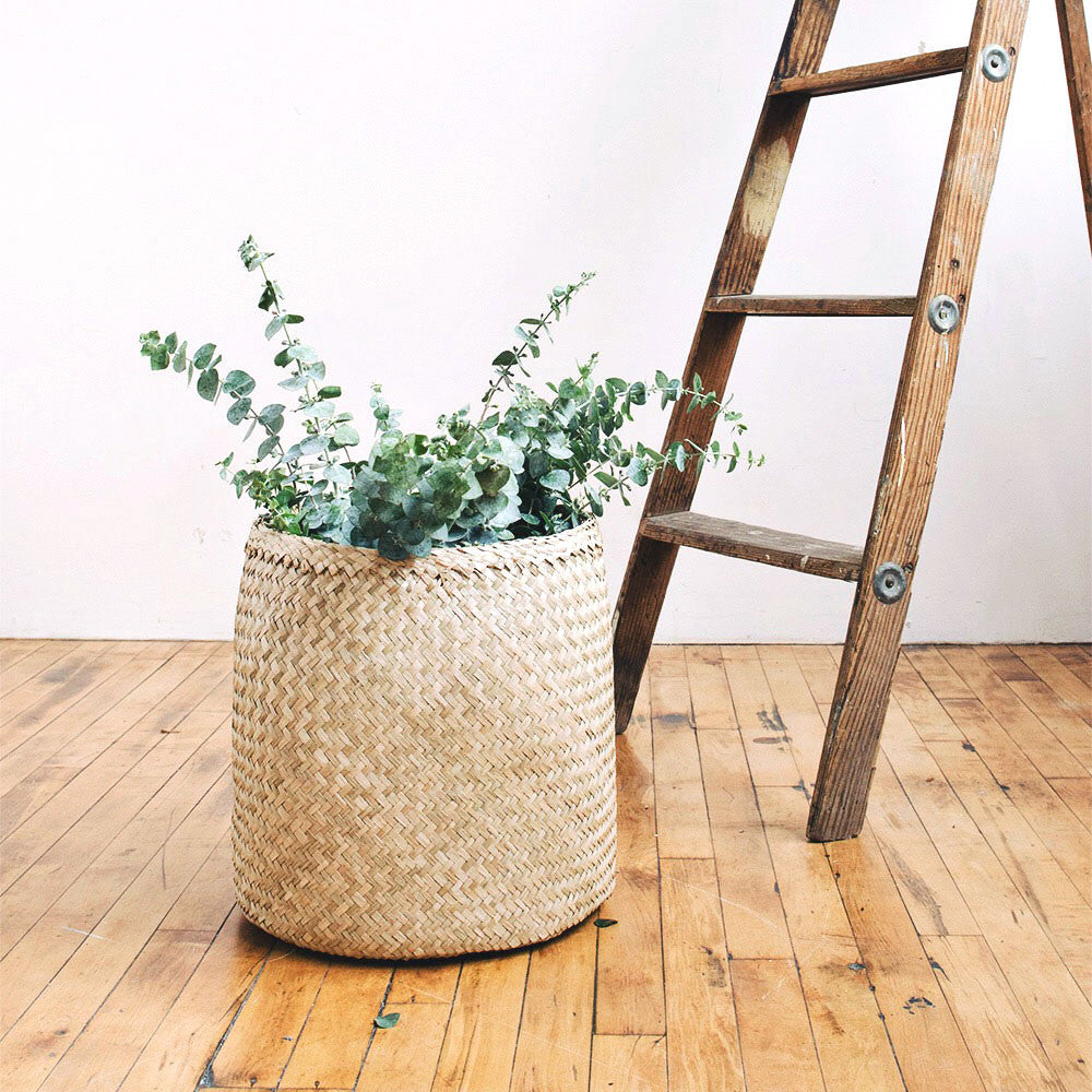 Handwoven Natural Fiber Floor Basket - Stylish Storage for Blankets, Toys & Home Decor - Perfect for Living Room, Bedroom & Nursery Organization