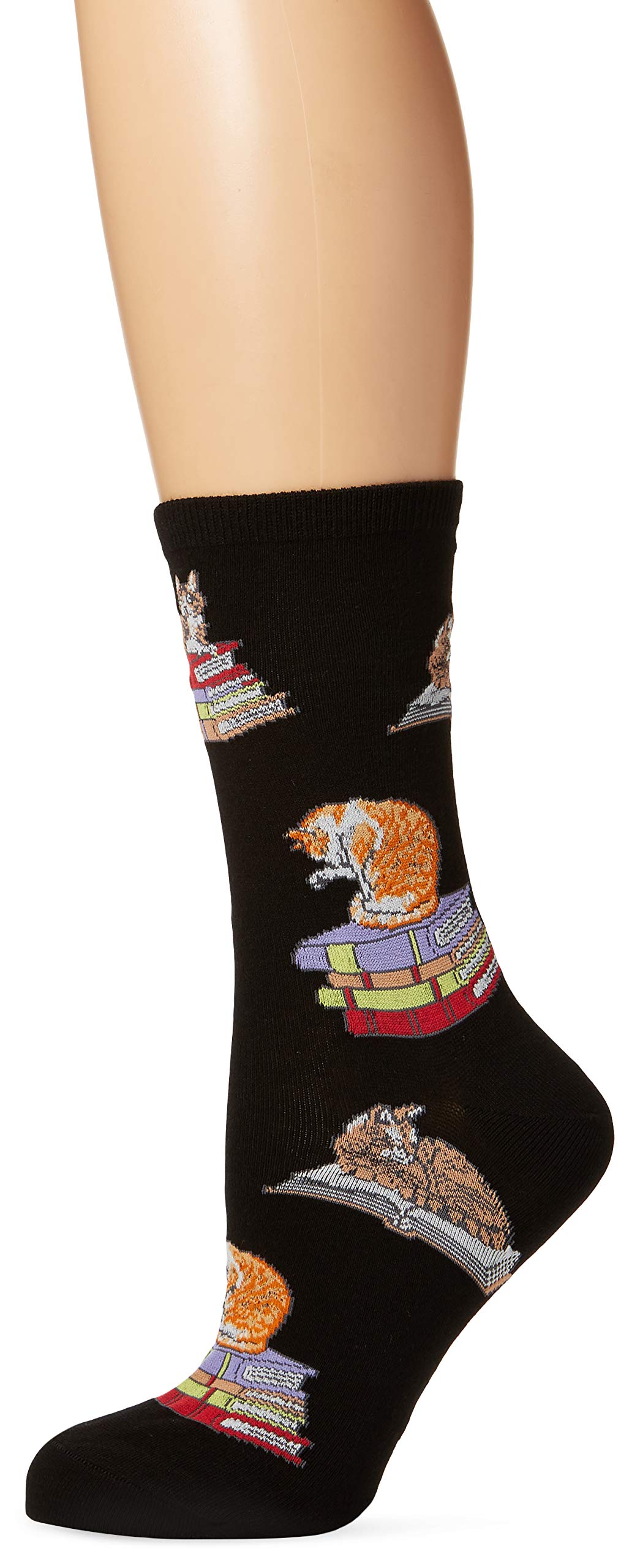 Fun Cat on Books Novelty Socks - Cute Literary Socks for Book Lovers & Cat Enthusiasts - Perfect Gift for Readers, Writers & Bibliophiles