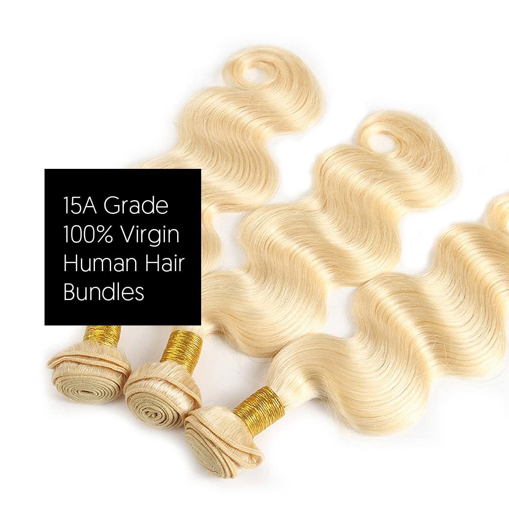 15A Brazilian Human Hair Bundles 100% Unprocessed Virgin Remy Hair - Body Wave 3 Bundles (613, 14, 16, 18 Inches) | Perfect for Weaves, Extensions & Natural Hairstyles