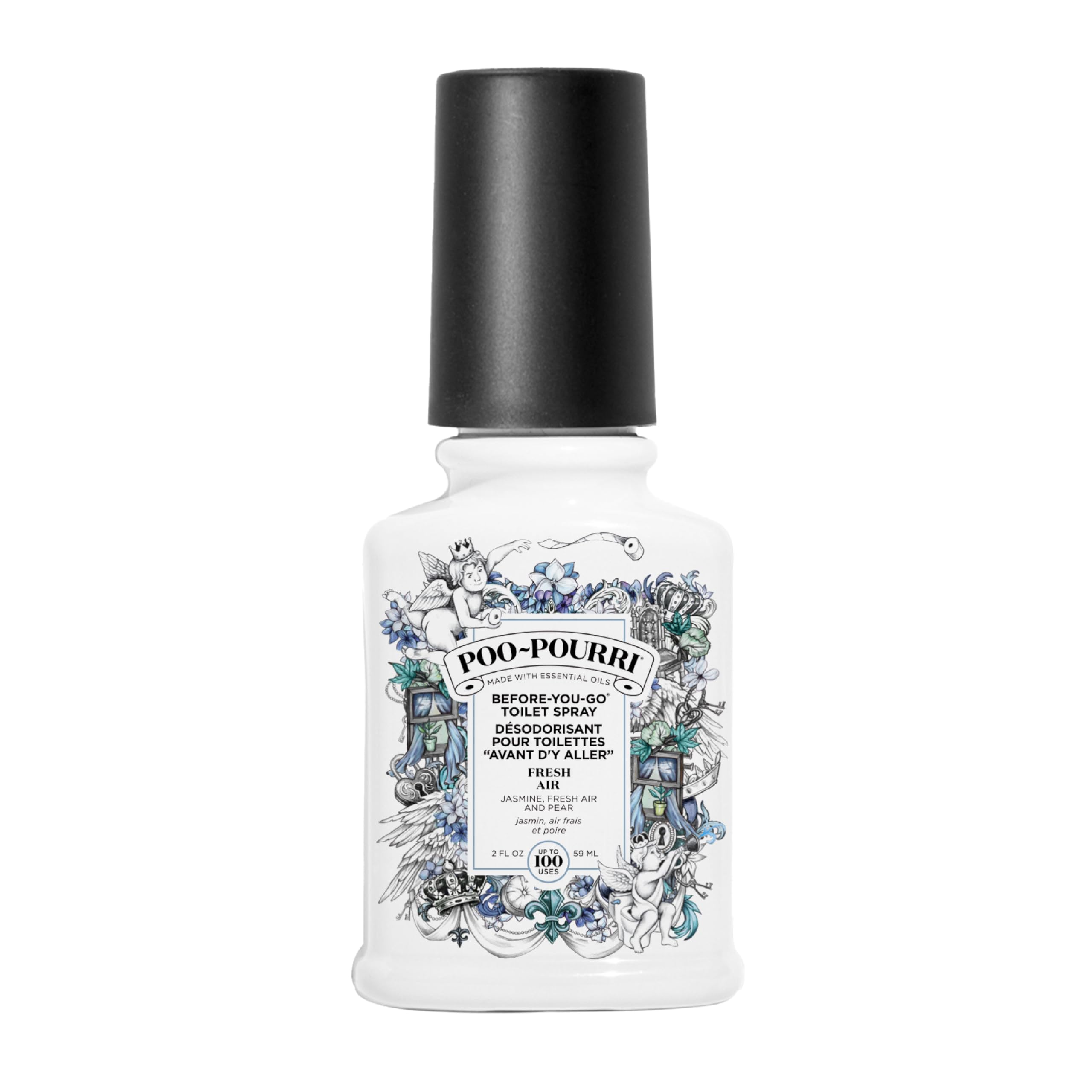 Poo-Pourri Before-You-Go Toilet Spray - 2 Fl Oz, Jasmine & Mint Scented Bathroom Air Freshener - Eliminates Odors Instantly - Perfect for Home, Office & Travel Use