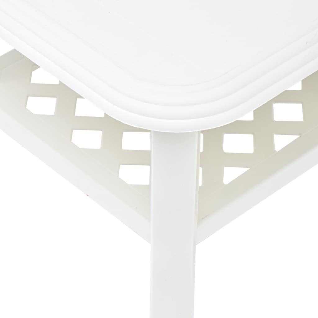 Modern White Plastic Coffee Table with Storage Shelf - 35.4