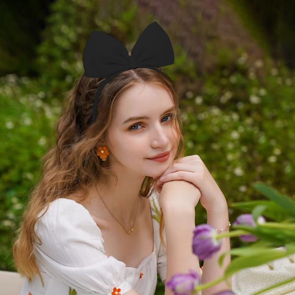 Elegant Black Hair Accessories for Women - Stylish Bows & Headbands for Christmas Parties, Cosplay & Everyday Wear