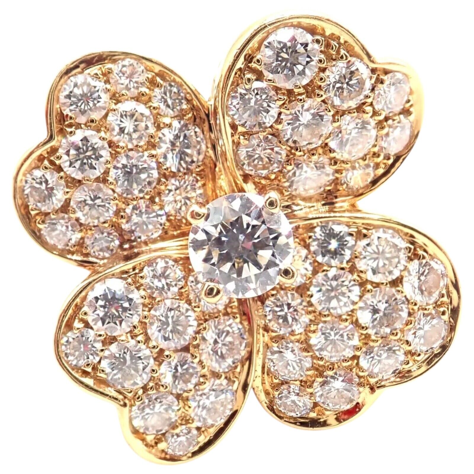 Van Cleef & Arpels Cosmos 18k Yellow Gold Diamond Ring - Medium Size Authentic Luxury Jewelry for Women, Perfect for Weddings, Anniversaries & Special Occasions