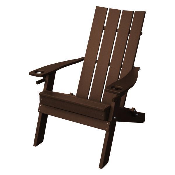 A & L Furniture Poly Hampton Folding Adirondack Chair with 2 Cup Holders - Outdoor Patio, Garden, Poolside, and Beach Relaxation