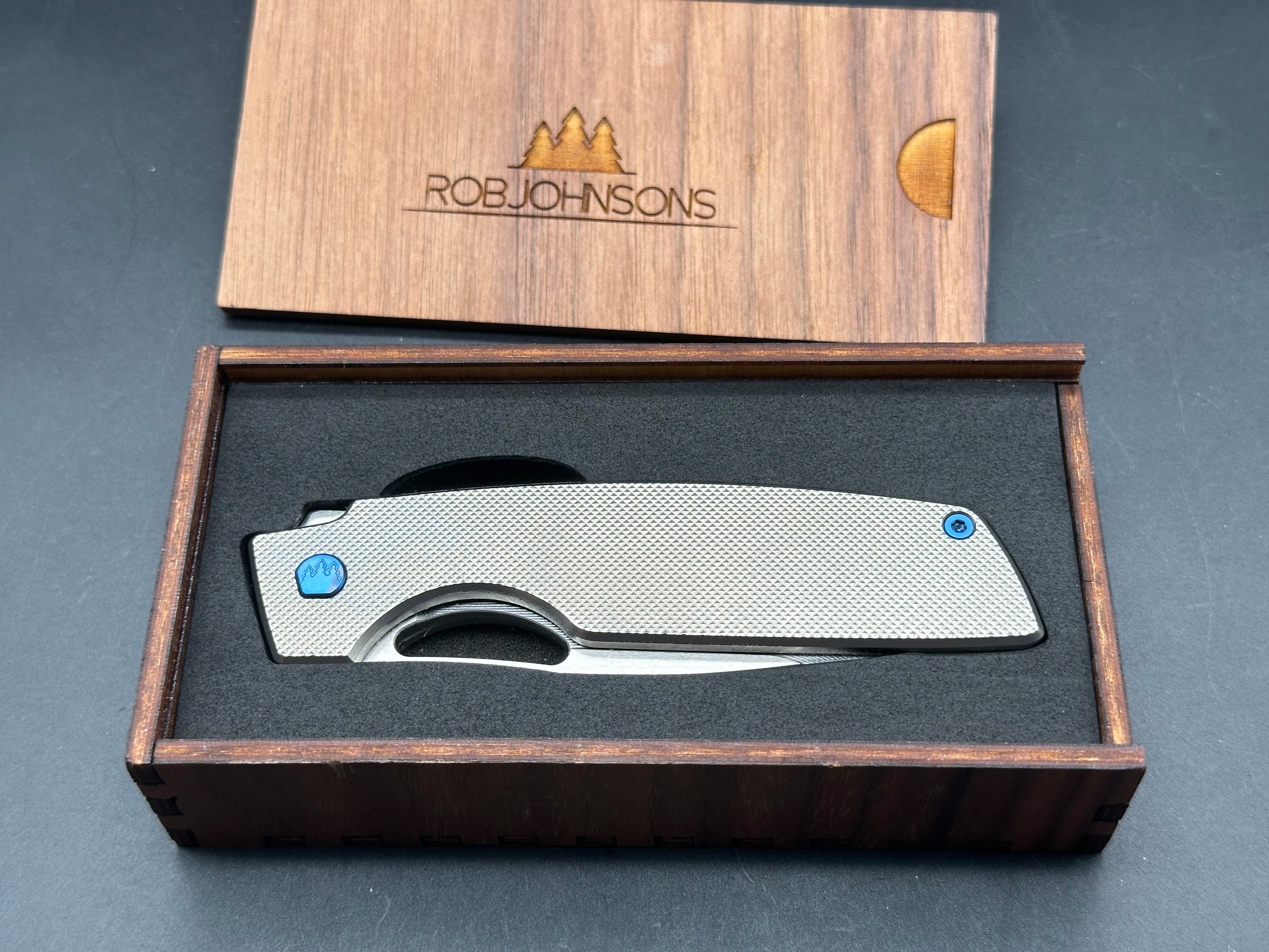 Premium Rob Johnson Cedar Titanium Handle Knife with RWL34 Blade – Perfect for Outdoor Camping, Hunting, and Survival Adventures