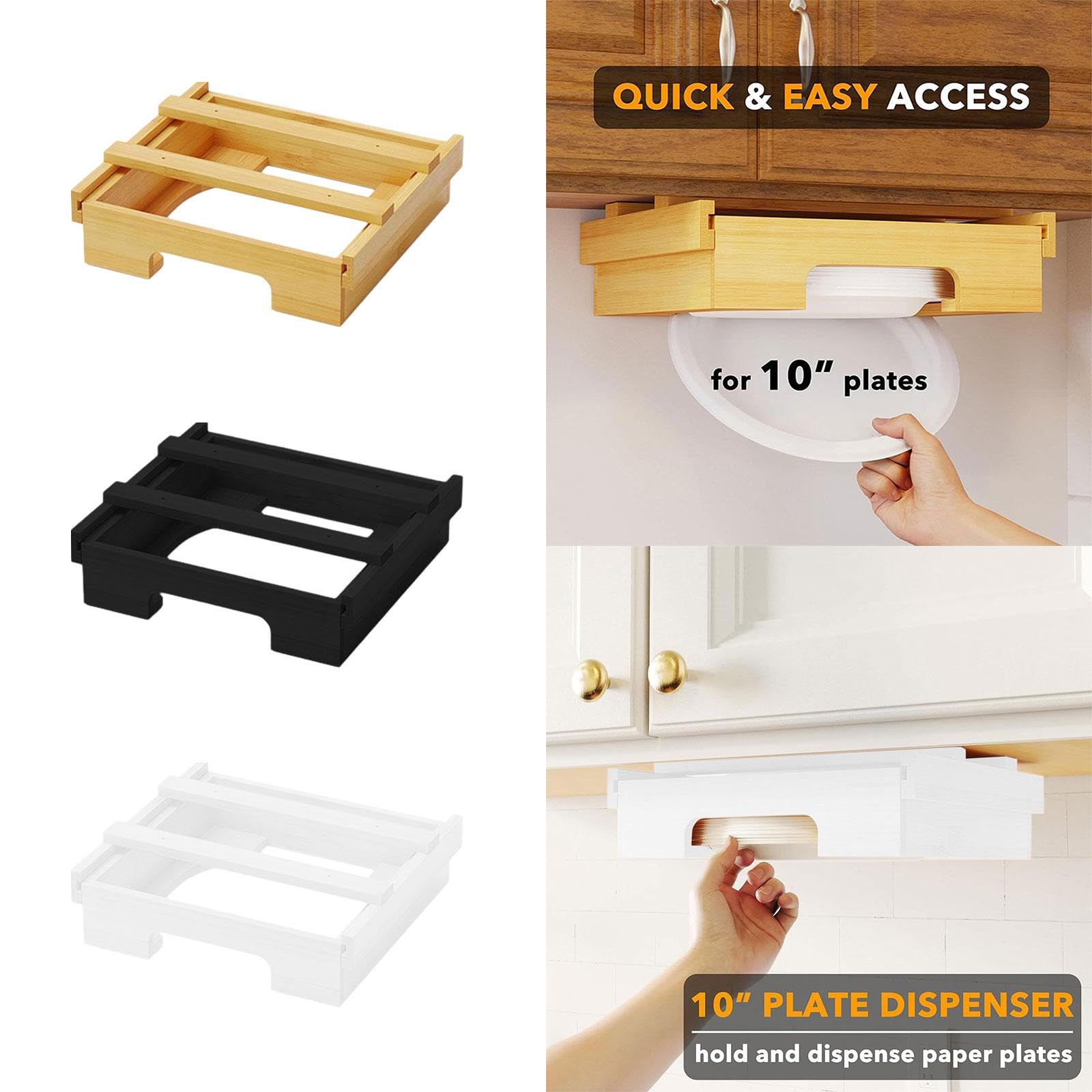 CALANDIS® Bamboo Plate Rack - 3-Tier Kitchen Organizer for Drawers & Pantry | Wooden Storage Shelf for Plates, Spices & Utensils | Space-Saving Home Organization Solution for Small Kitchens & Apartments