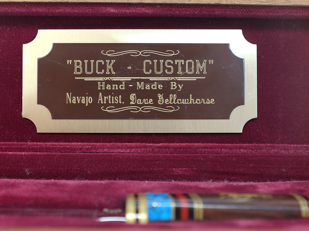 Authentic Navajo Handmade Buck Custom Knife by Artist Dave Yellowhorse - Fixed Blade with Inlaid Turquoise - Perfect for Collectors, Outdoor Adventures & Native American Art Display