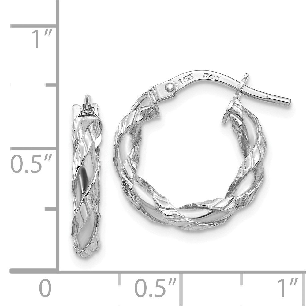 14K White Gold Twisted Rope Hoop Earrings for Women - Dainty & Elegant Jewelry Gift for Birthday, Anniversary, Wedding or Everyday Wear