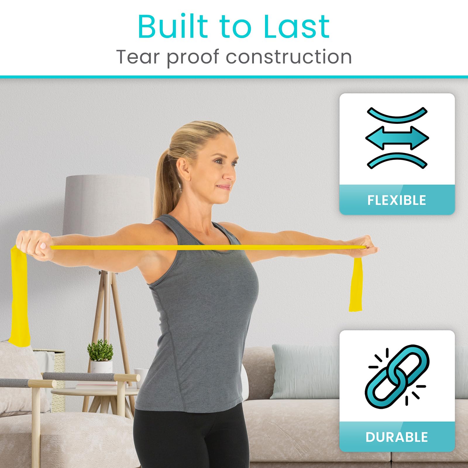 Vive Professional Resistance Bands - 25 Yard Non-Latex Roll for Physical Therapy, Strength Training, and Rehabilitation - Upper & Lower Body Workout Elastic Bands for Women and Men - Perfect for Home Gym, Yoga, Pilates, and CrossFit Training