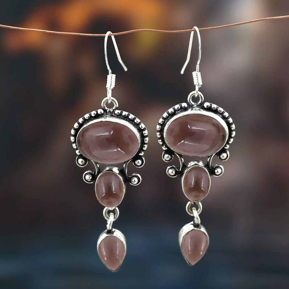 16.96Cts Natural Semi-Precious Gemstone Dangle Earrings for Women - Handmade Bohemian Jewelry, Perfect Gift for Mom, Wife, Birthday, Anniversary & Women's Day - Elegant for Parties, Weddings & Daily Wear