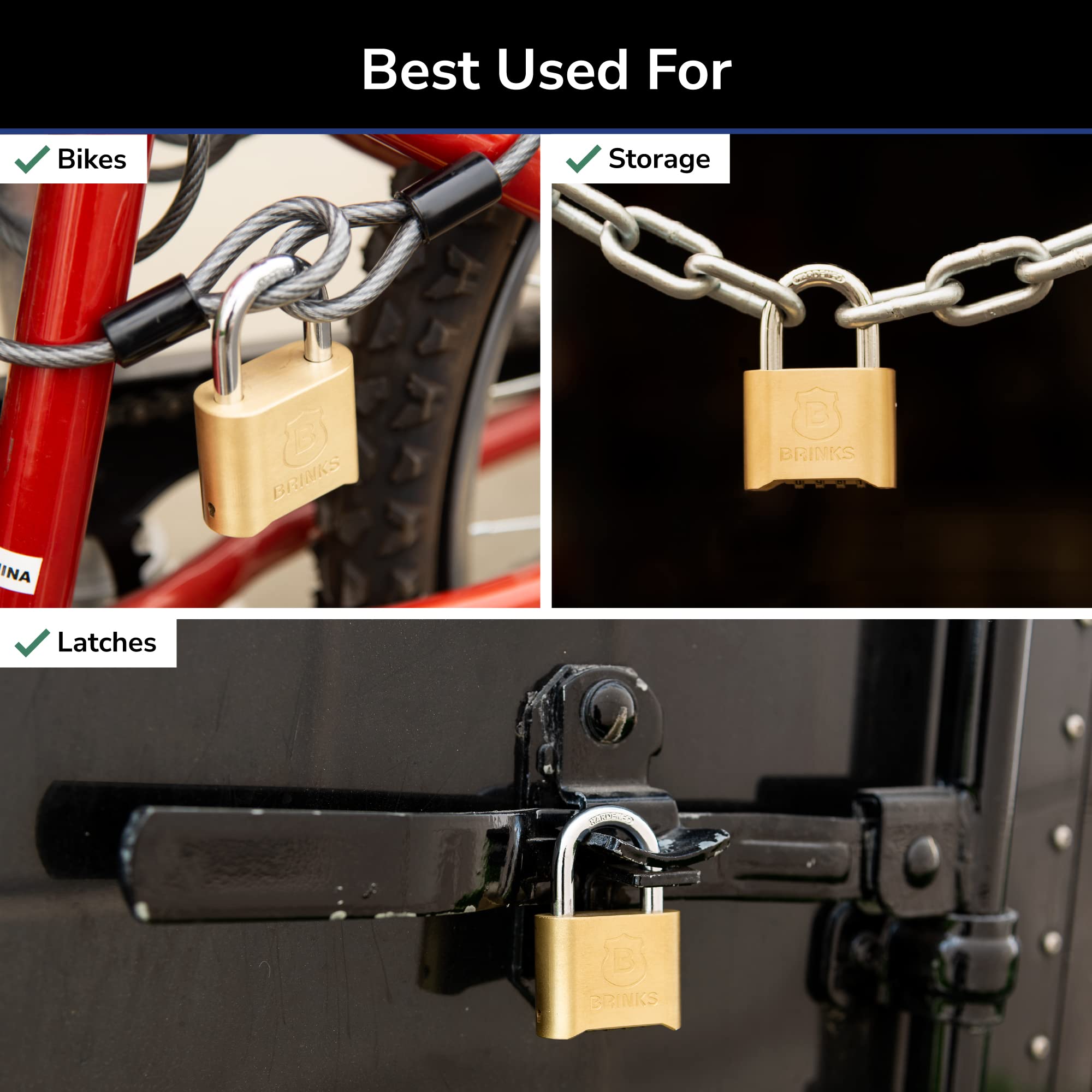 BRINKS 171-50051 Solid Brass Resettable Combination Lock 48mm - Secure Lockbox, Gym Locker, School, Storage & Travel Use