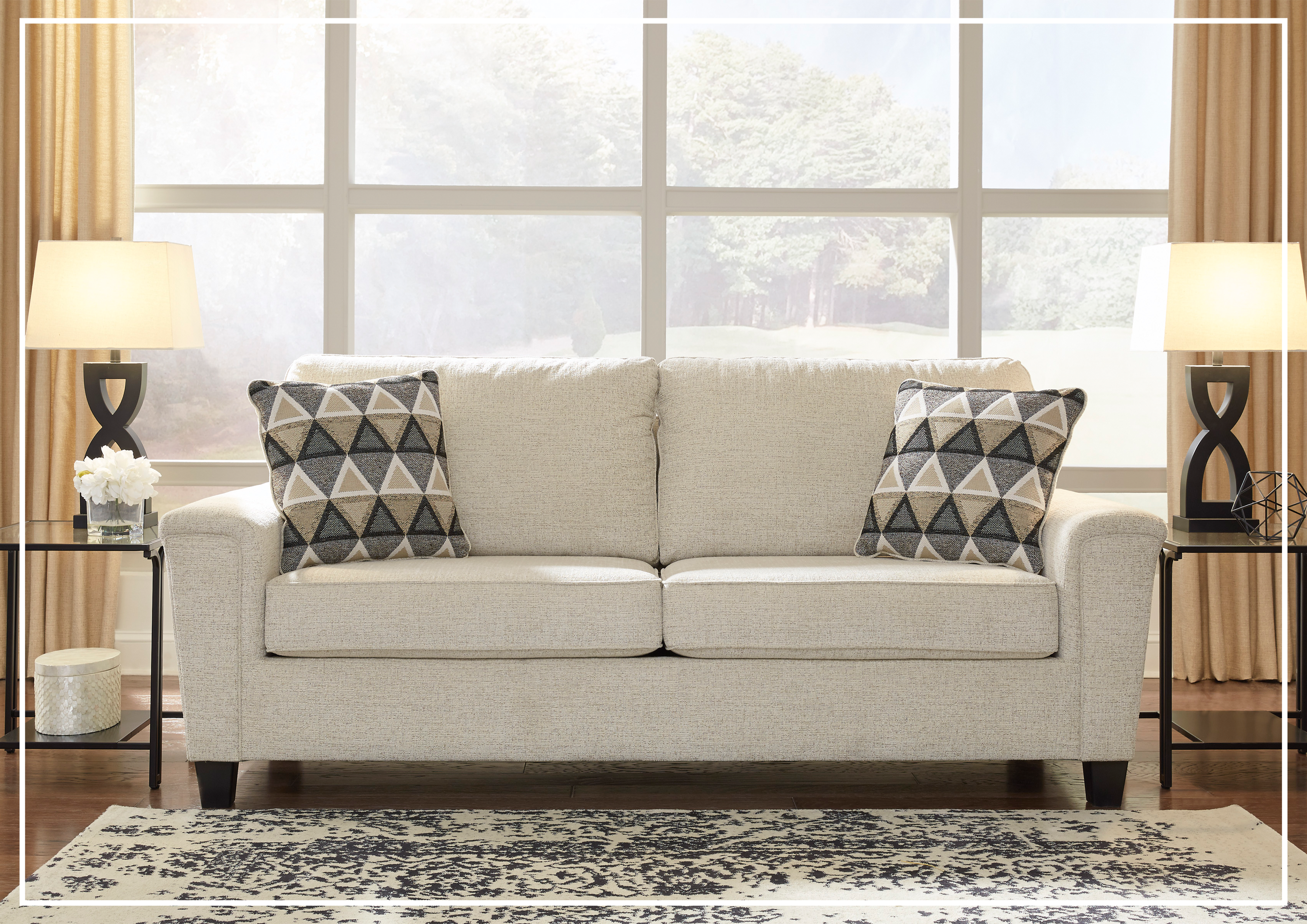 Gio Italia Abigail Queen Fabric Sofa Sleeper - Convertible Bed, Beige or Dark Grey | Comfortable Modern Living Room Furniture for Small Spaces & Guest Rooms