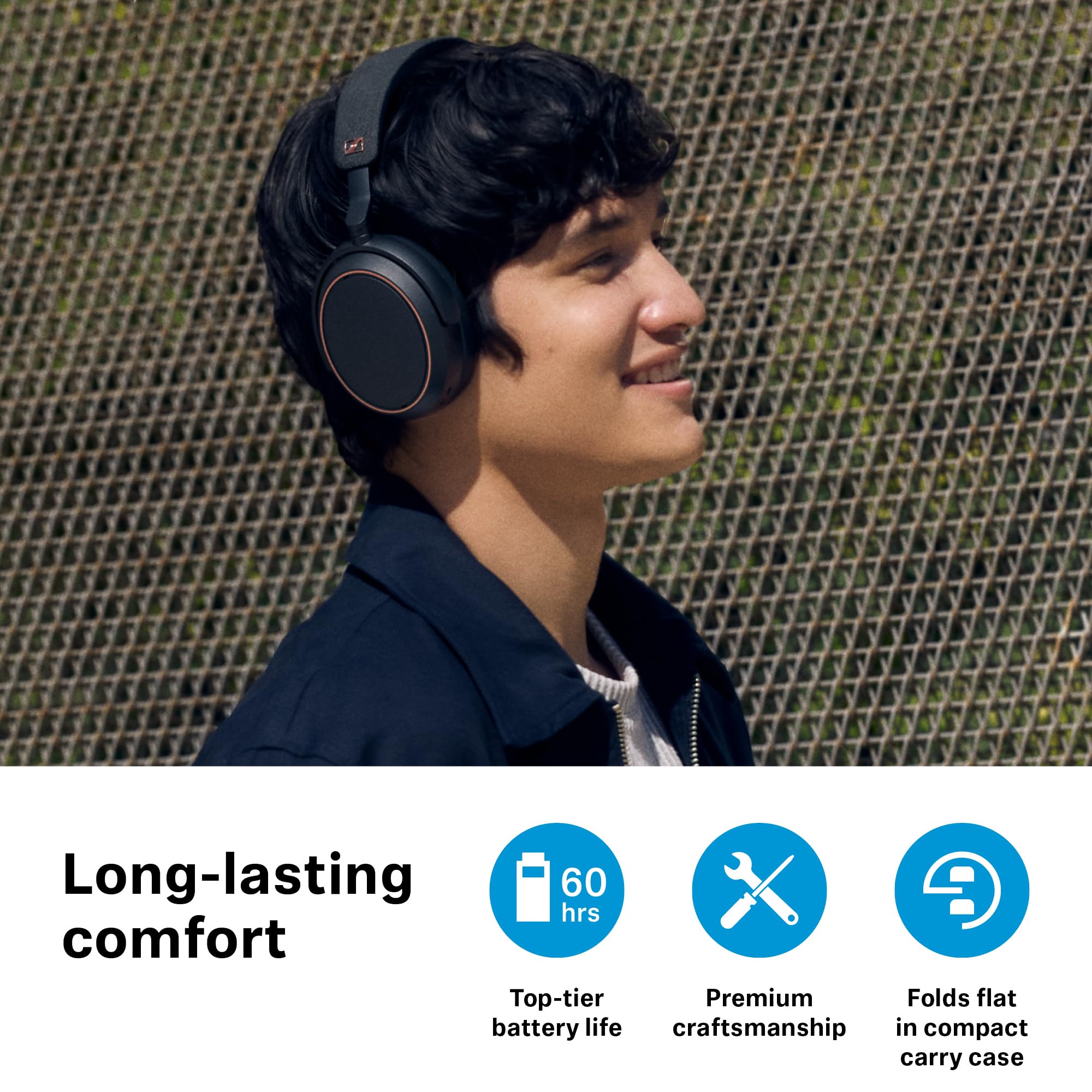 Sennheiser MOMENTUM 4 Wireless Special Edition Bluetooth Headphones with Adaptive Noise Cancellation - 60H Battery Life, Crystal Clear Calls, Customizable Sound - Black/Copper - Perfect for Travel, Work & Music Lovers