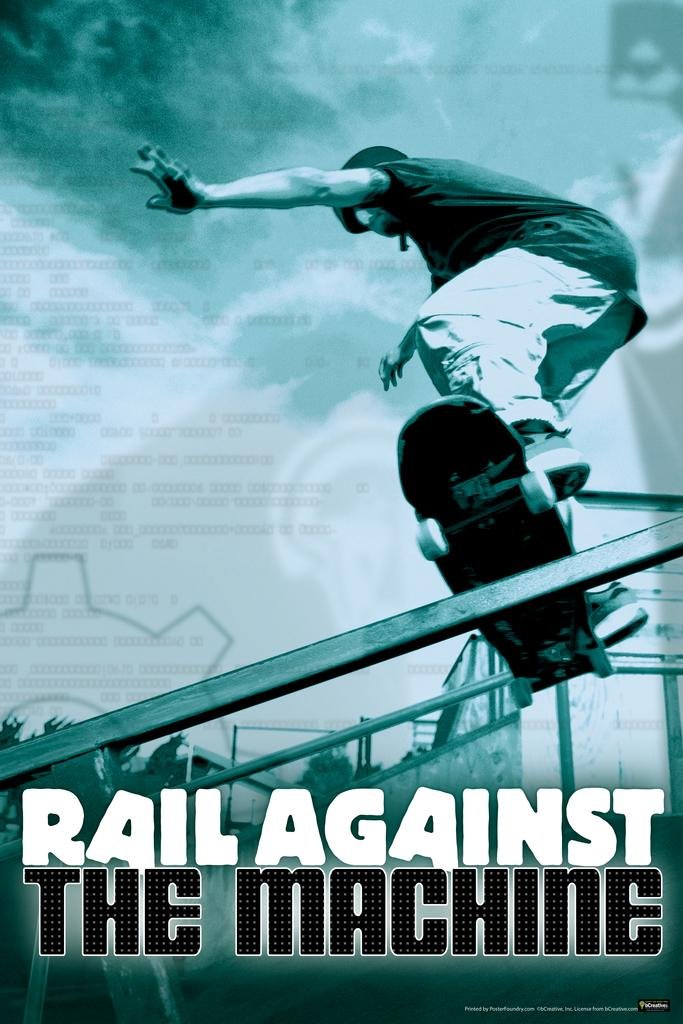 Rail Against The Machine Skater Humor Cool Wall Decor Art Print Poster 16x24 - Perfect for Skateboarder Bedroom, Teen Room & Man Cave Decor