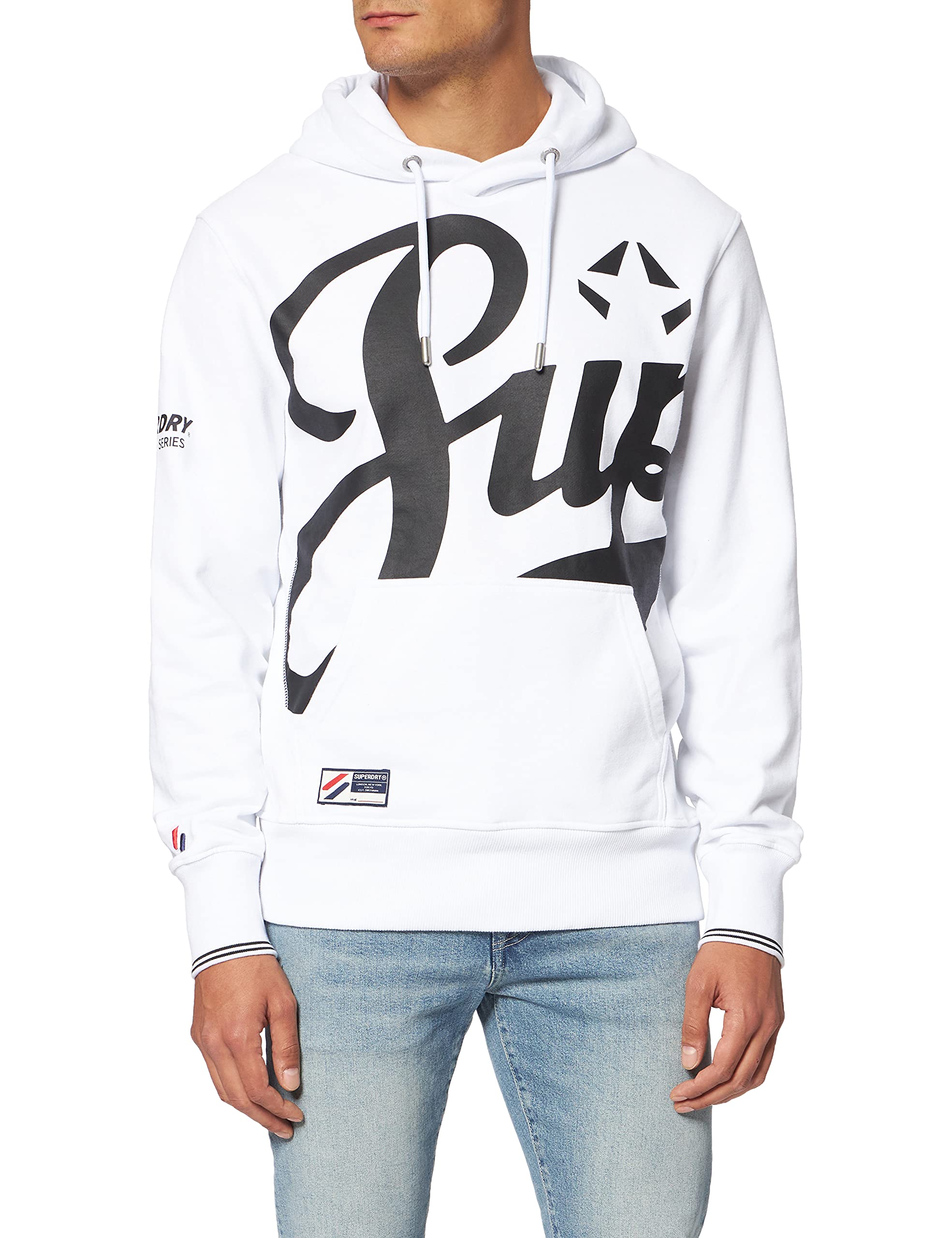 Superdry Men's Strikeout Graphic Hoodie - Loose Fit Pullover with Drawstring Hood | Casual Streetwear for Men | Perfect for Gym, Outdoor Activities & Everyday Wear
