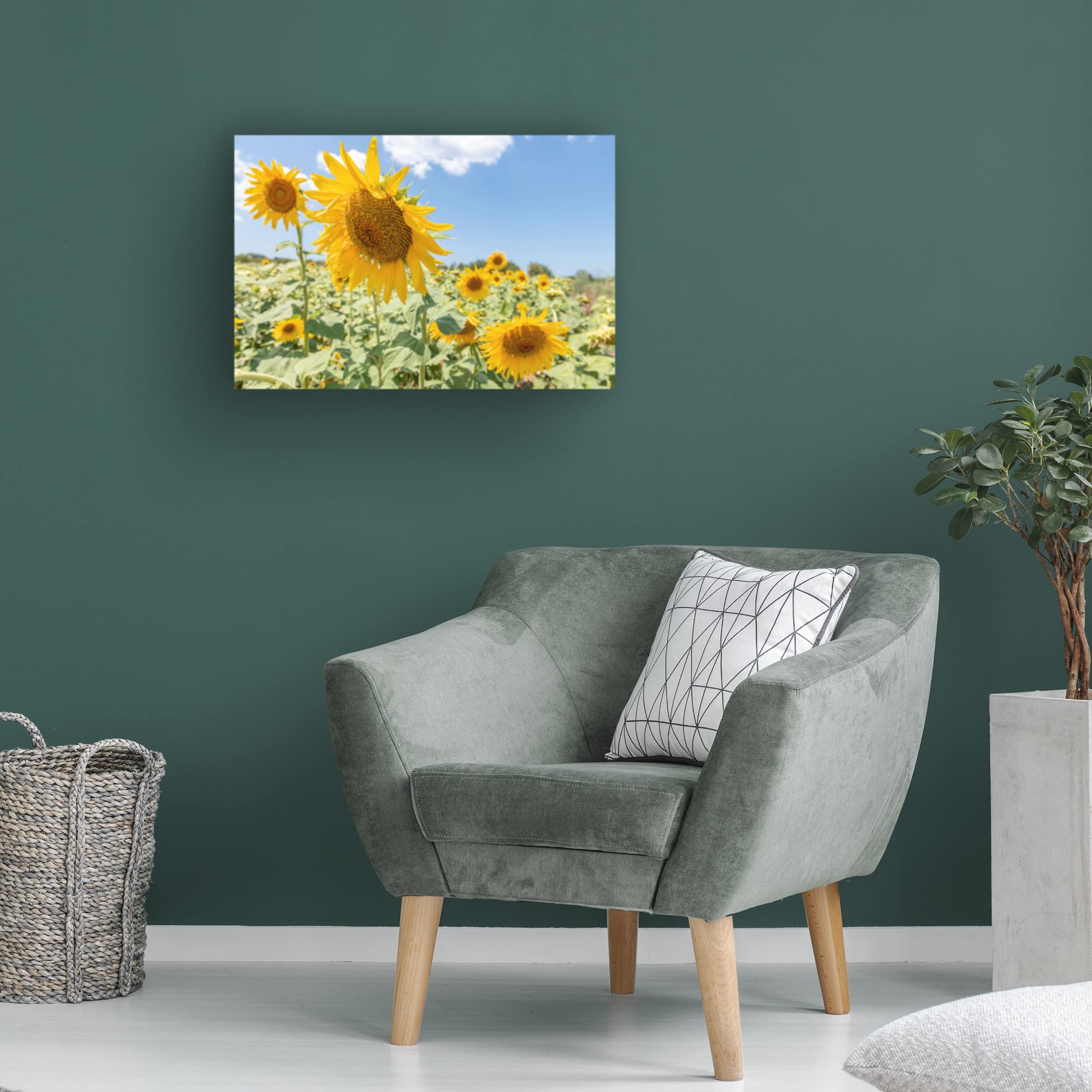 Richard Silver 'Sunflowers I' Canvas Wall Art Print - Floral Home Decor for Living Room, Bedroom & Office - Premium Trademark Fine Art Reproduction