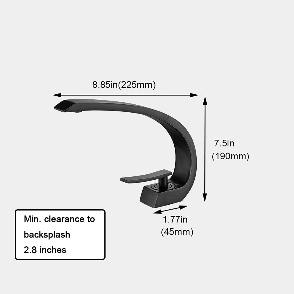 Single Handle Matte Black Bathroom Sink Faucet - Deck Mount Lavatory Faucet for Vanity Sink | Perfect for Modern Bathroom & Powder Room Renovations