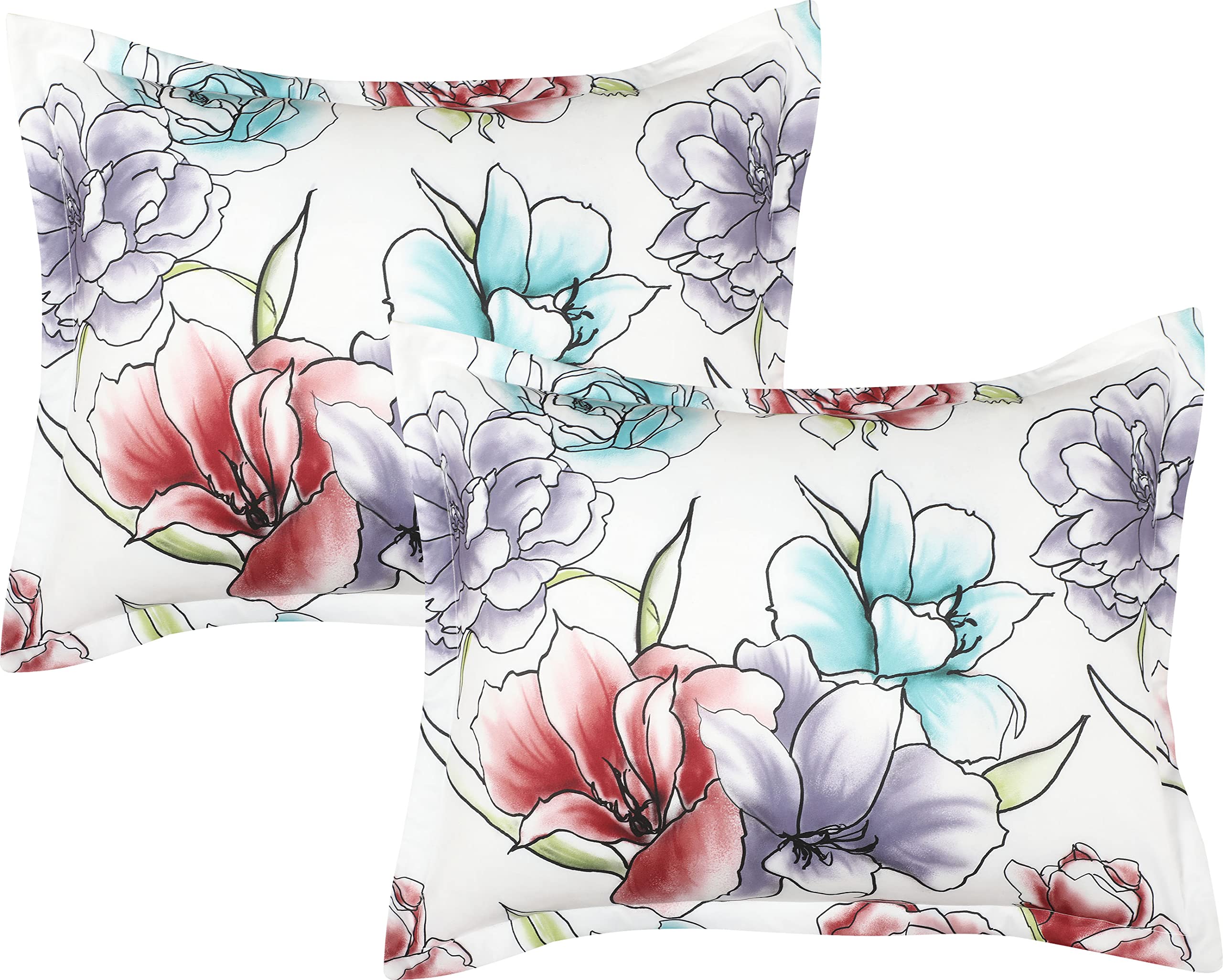 Queen Size White Floral Comforter Set - 7 Piece Microfiber Bedding Collection with Comforter, Pillow Shams, and Bed Skirt | Soft & Breathable for All Seasons | Perfect for Master Bedroom, Guest Room, and Vacation Homes