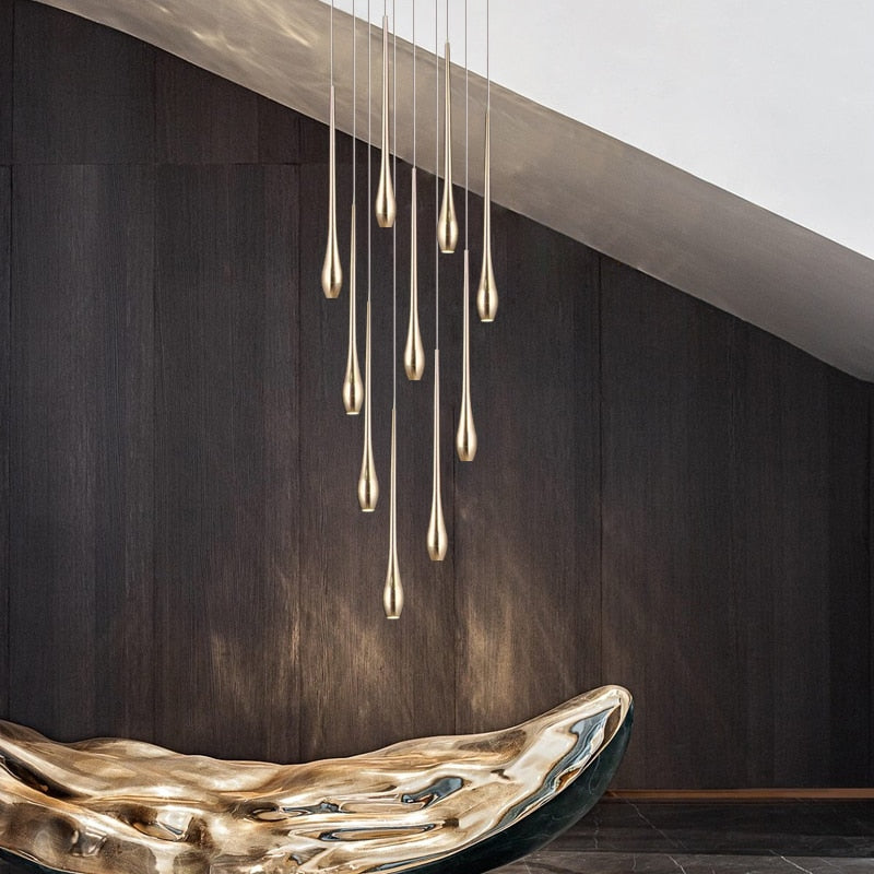 Elegant Staircase Chandelier - Modern Circular Cone Design Crystal Pendant Light for Hallway, Foyer & Stairwell - Perfect for Home Decor & Luxury Ambience Lighting