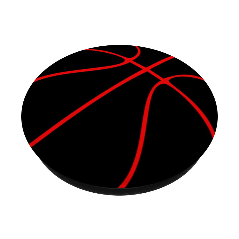 Black & Red Basketball Design PopSockets PopGrip - Reusable Phone Grip & Stand for iPhone, Samsung - Perfect for Sports Fans, Gym Workouts & Game Days