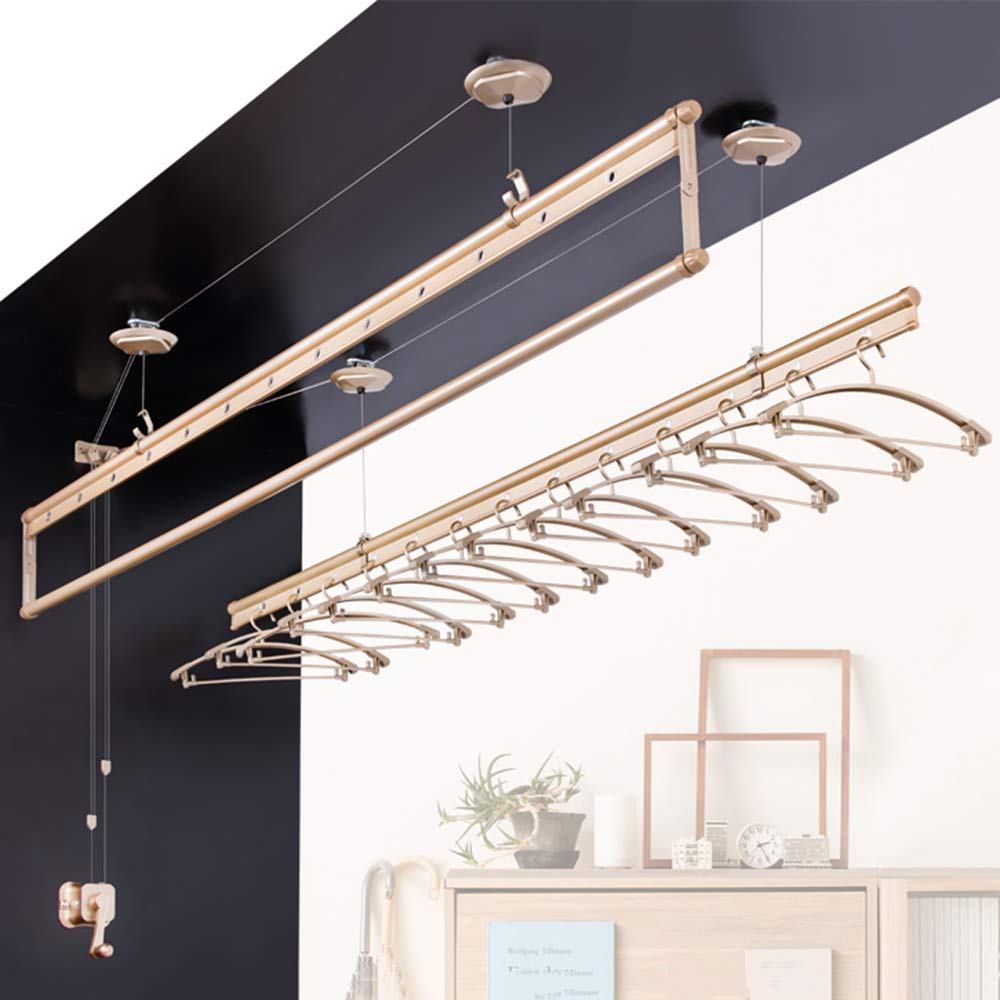 150cm 3-Pole Ceiling Pulley Clothes Dryer - Hand-Cranked Wall Mounted Laundry Airer, Heavy Duty Metal Clothesline for Indoor & Outdoor Use - Perfect for Bathroom, Laundry Room, Balcony and Small Spaces