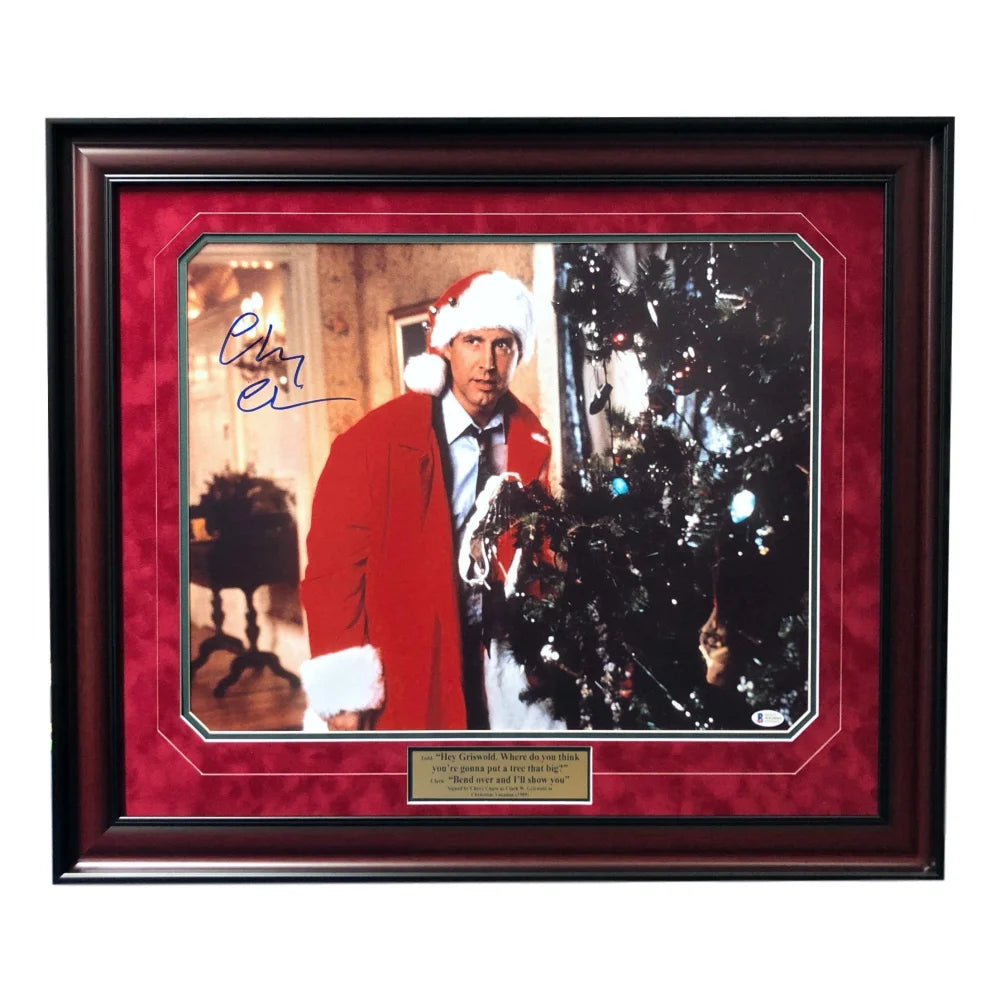 Chevy Chase Signed Christmas Vacation 16x20 Framed Photo with BAS COA - Authentic Autograph Memorabilia for Holiday Decor & Movie Fan Collections