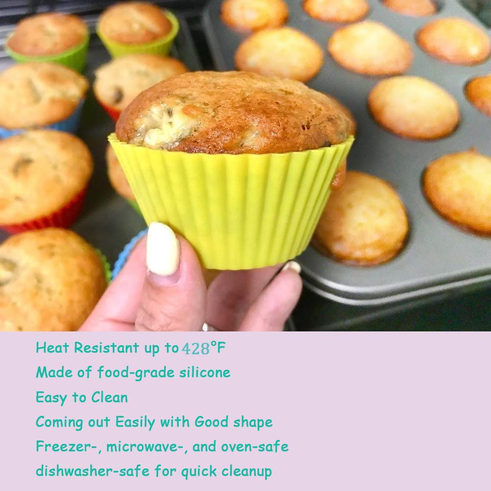48-Pack Reusable Nonstick Silicone Cupcake Liners & Muffin Molds - 6 Color Baking Cups for Cupcakes, Cake Balls, Candies - Perfect for Birthday Parties, Baking Classes & Home Dessert Making