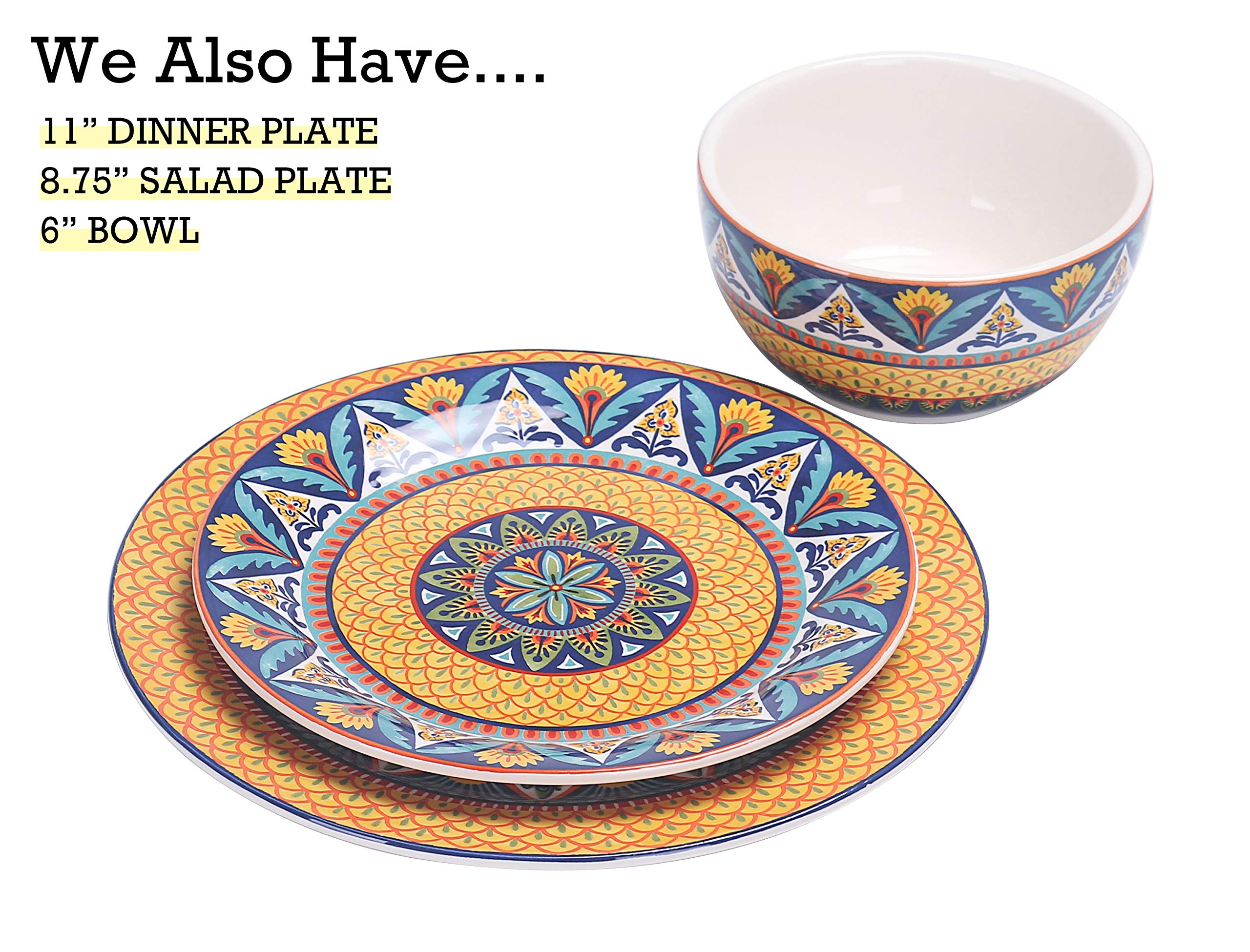 Bico Havana Ceramic Dipping Bowl Set - 9oz Small Bowls with 14 Inch Serving Platter for Sauces, Dips, Nachos, Snacks - Microwave & Dishwasher Safe - Perfect for Parties, Entertaining & Family Gatherings
