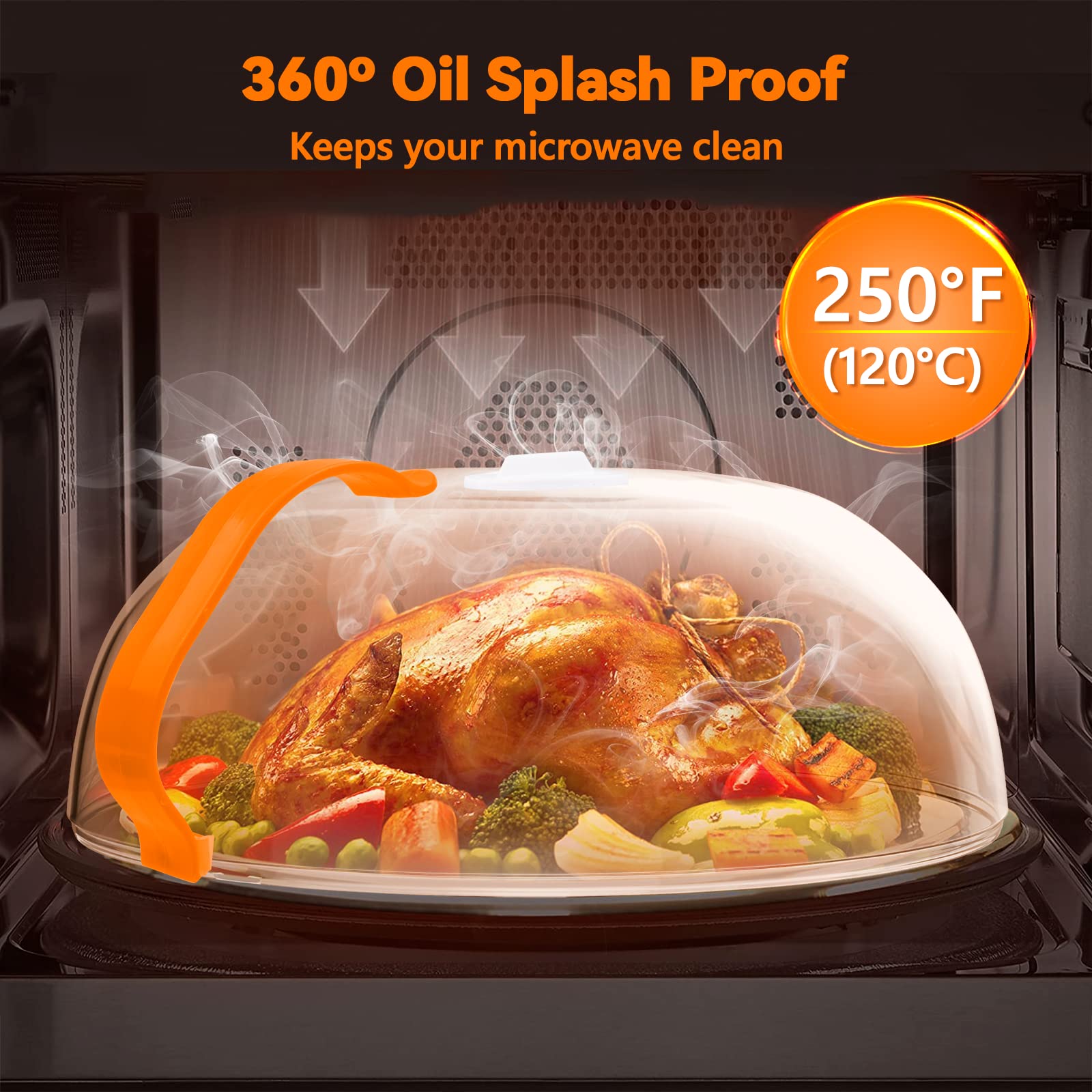 BPA-Free Microwave Cover for Food Splatter Protection - 2 Pack with Handle & Steam Vents | Keeps Microwave Oven Clean | Perfect for Reheating Meals, Popcorn & Leftovers