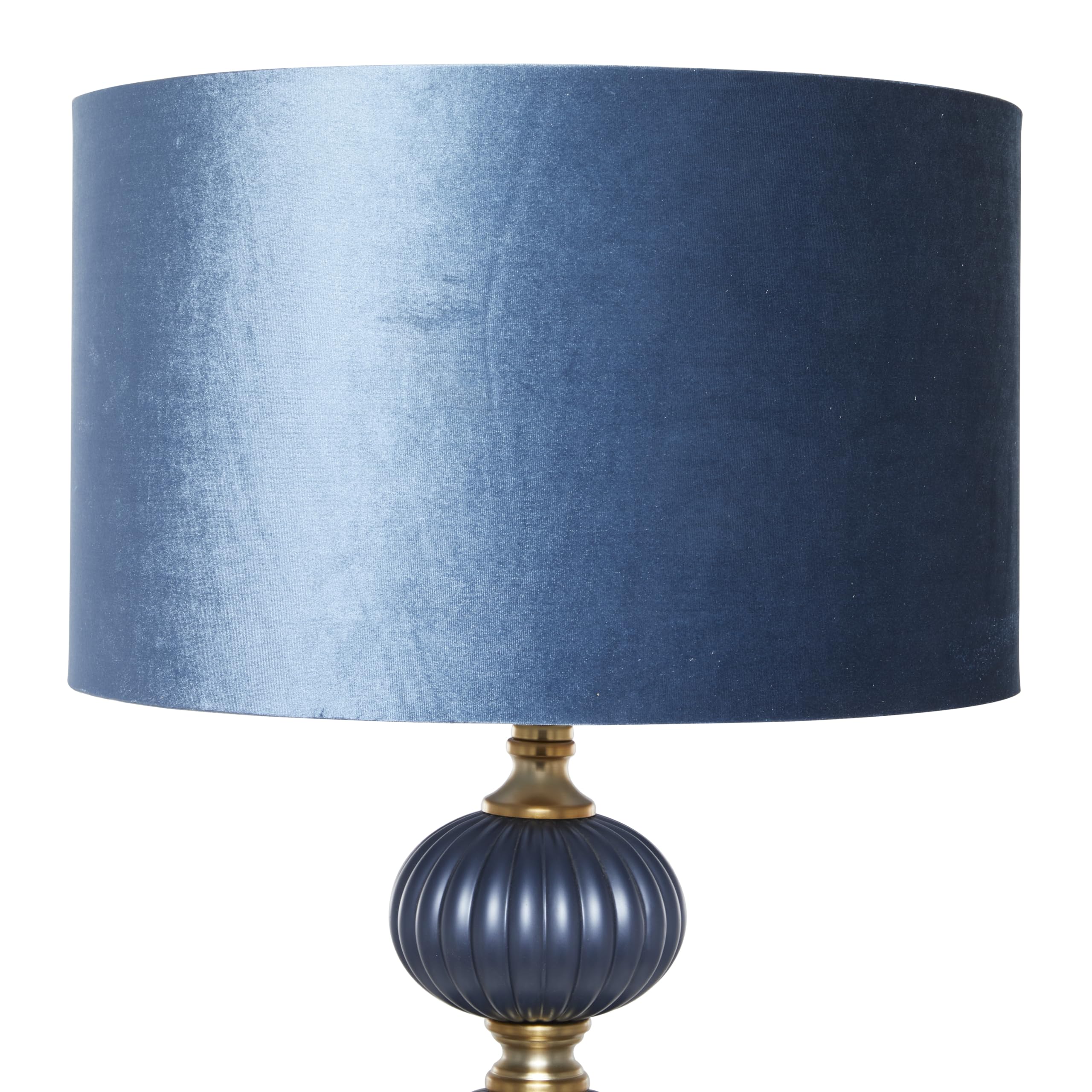Deco 79 Modern Blue Fabric Floor Lamp with Ribbed Design, Velvet Shade & Gold Accents - 69