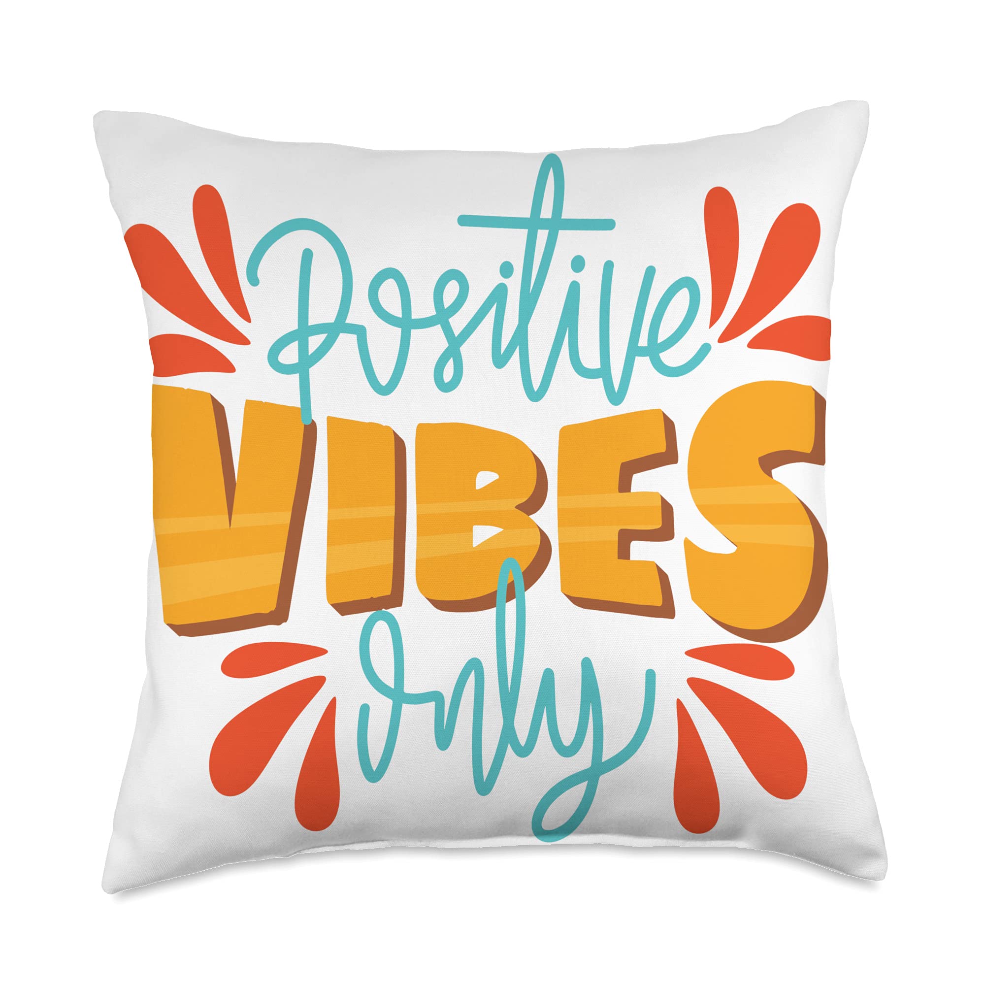 Think Positive Funny Throw Pillow - 18x18 Inches Multicolor Decorative Cushion for Sofa, Bed & Home Decor