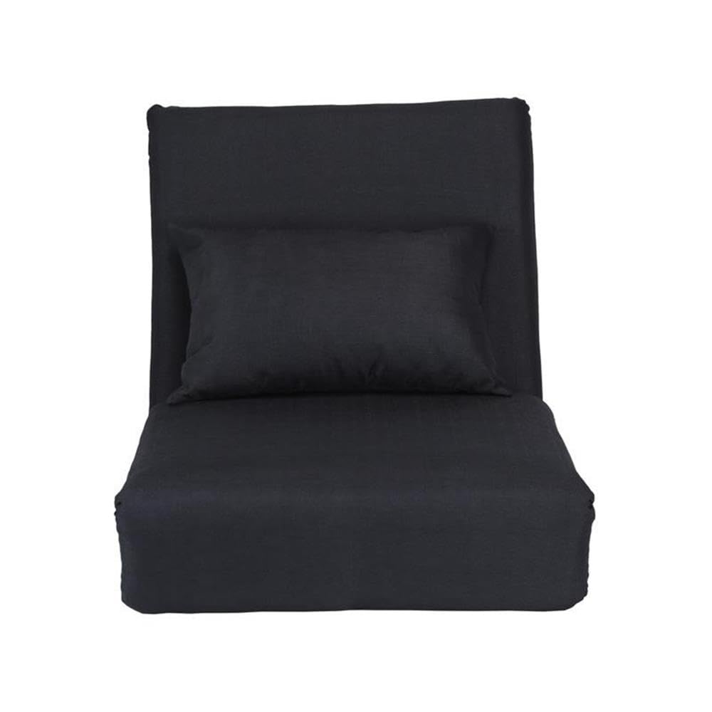 Relaxie Floor Chair - Black Linen Sleeper Sofa for Dorm, Bedroom & Living Room | Foldable Lounger for Reading, Gaming & TV Watching