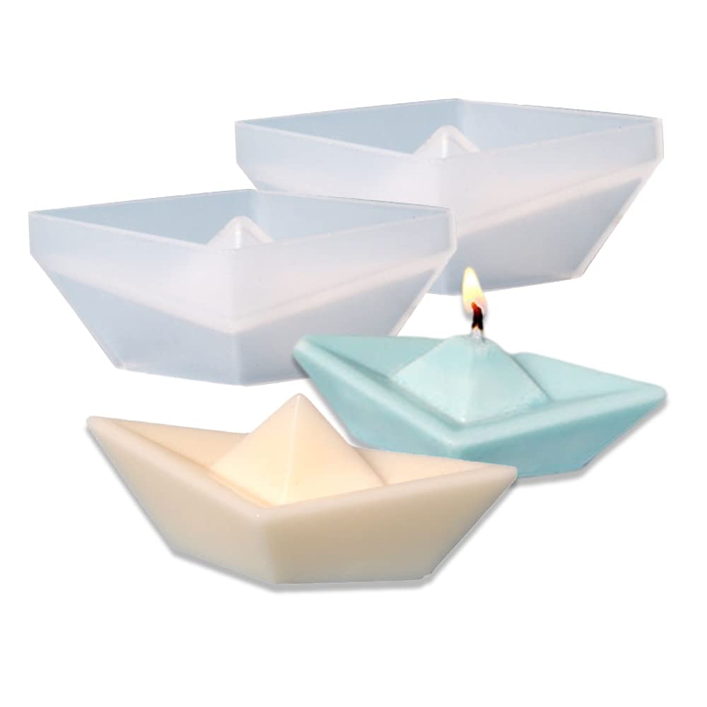 Cestony 2-Pack Paper Boat Shaped Silicone Molds for DIY Candles, Resin, Aromatherapy Soap, Car Fresheners & Gypsum Crafts - Perfect for Home Decor, Wedding Favors, and Gift Making