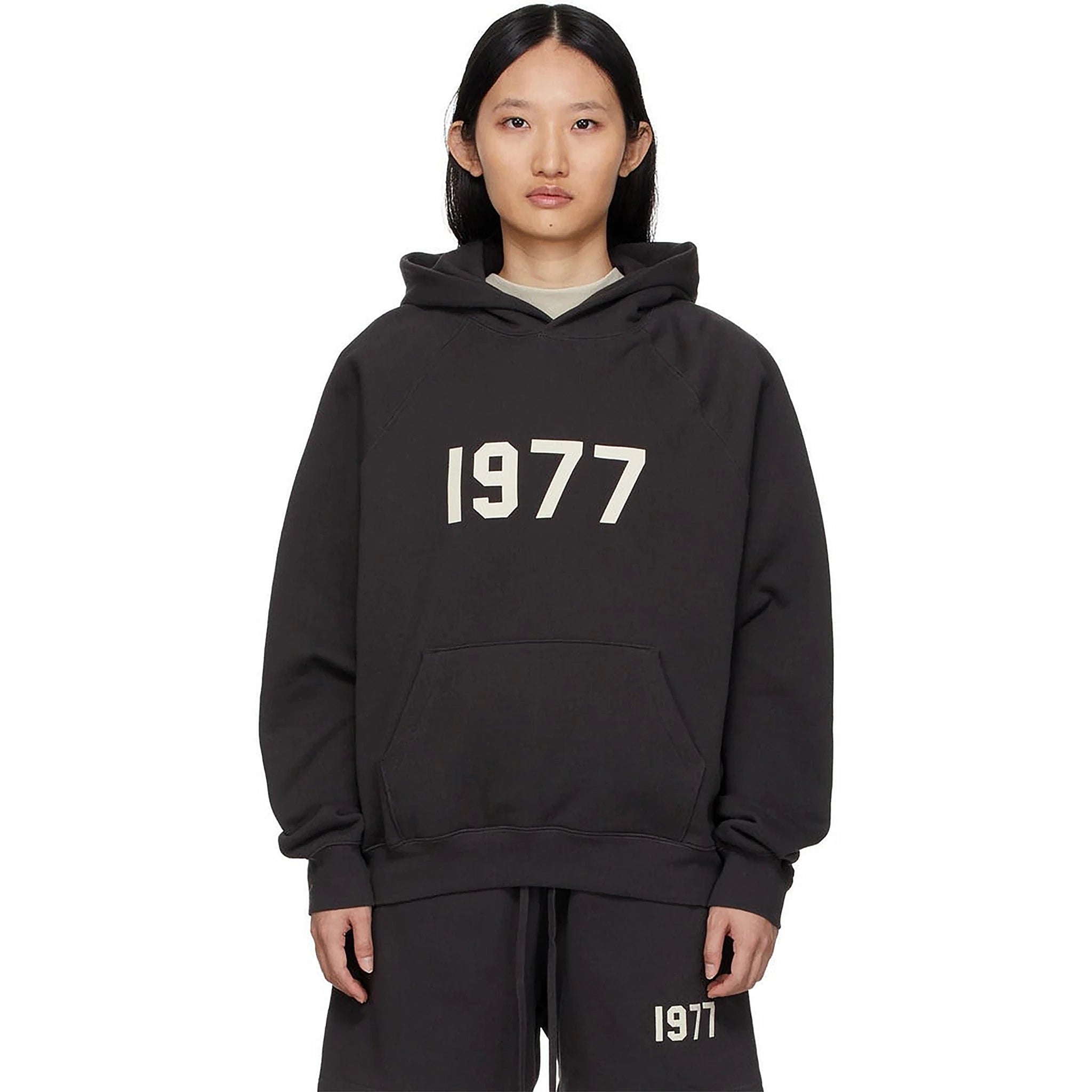Fear Of God Essentials 1977 Iron Hoodie - Men's Streetwear Pullover Sweatshirt (SS22 Collection) | Casual Wear & Urban Fashion Outfit