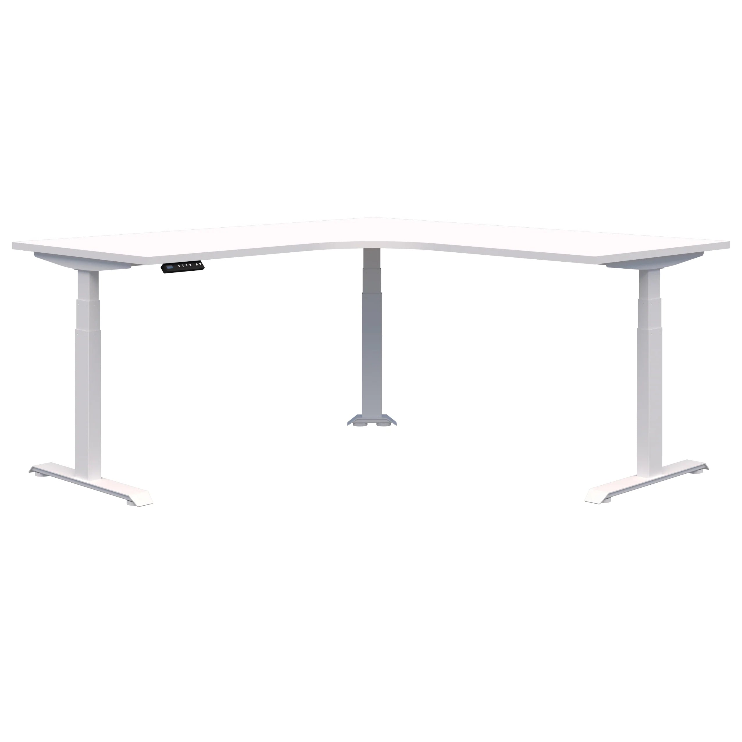Summit II Electric Height Adjustable Corner Standing Desk - Ergonomic Home Office Workstation for Remote Work & Gaming Setup