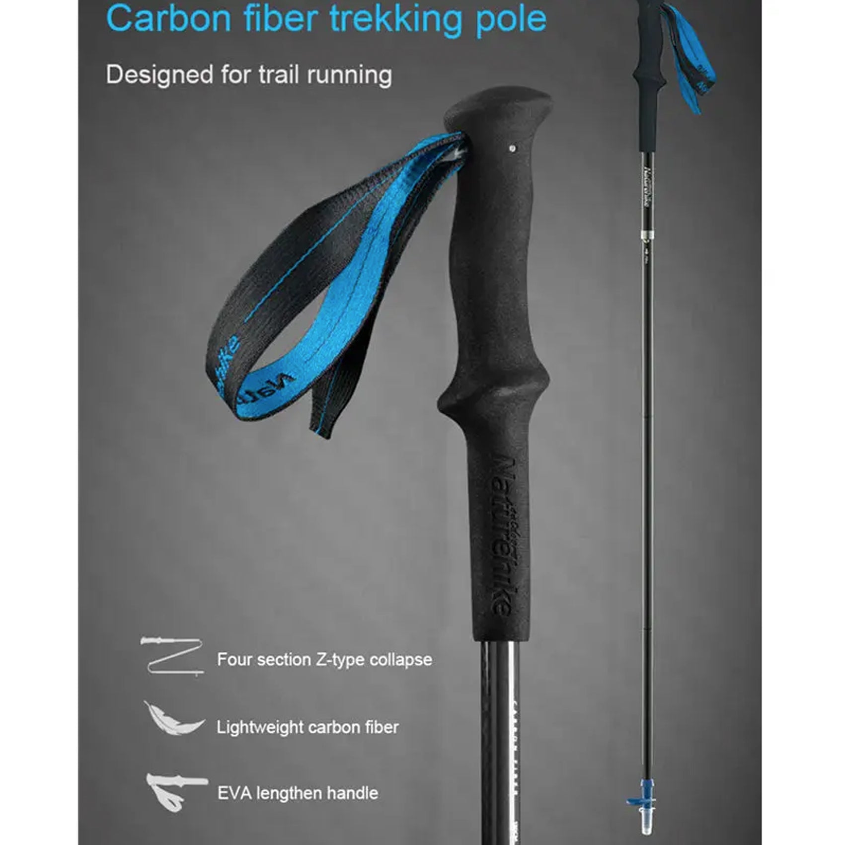 Naturehike Ultralight Carbon Fiber Trekking Poles - 120cm Adjustable Hiking Sticks for Running, Backpacking & Outdoor Adventures