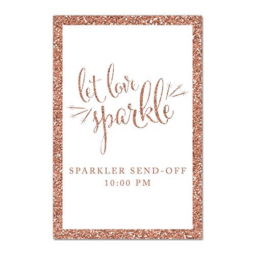Andaz Press 4x6-inch Rose Gold Glitter Framed Wedding Sign - 