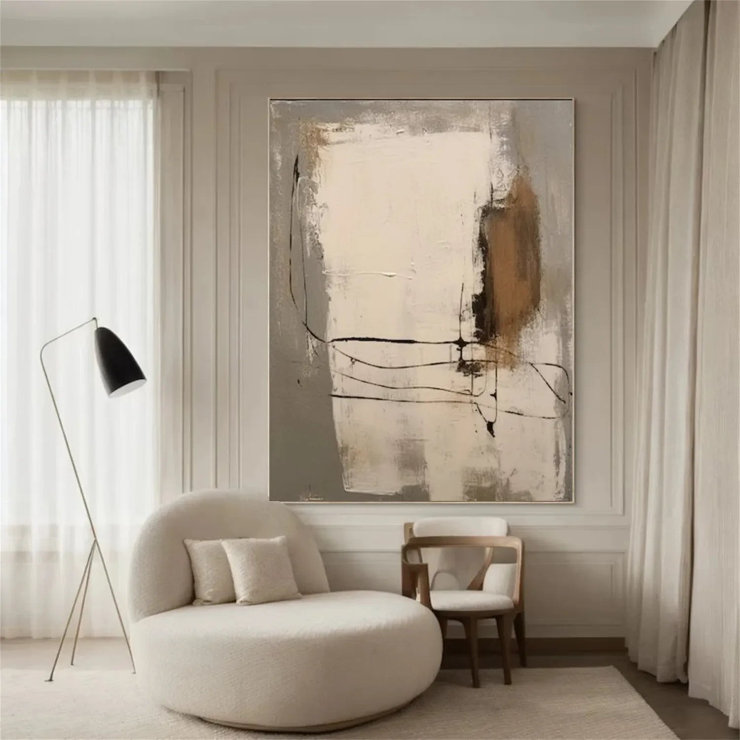 Abstract Painting #AB 180 - Modern Wall Art for Living Room, Bedroom & Office Decor | Large Canvas Artwork for Home & Commercial Spaces