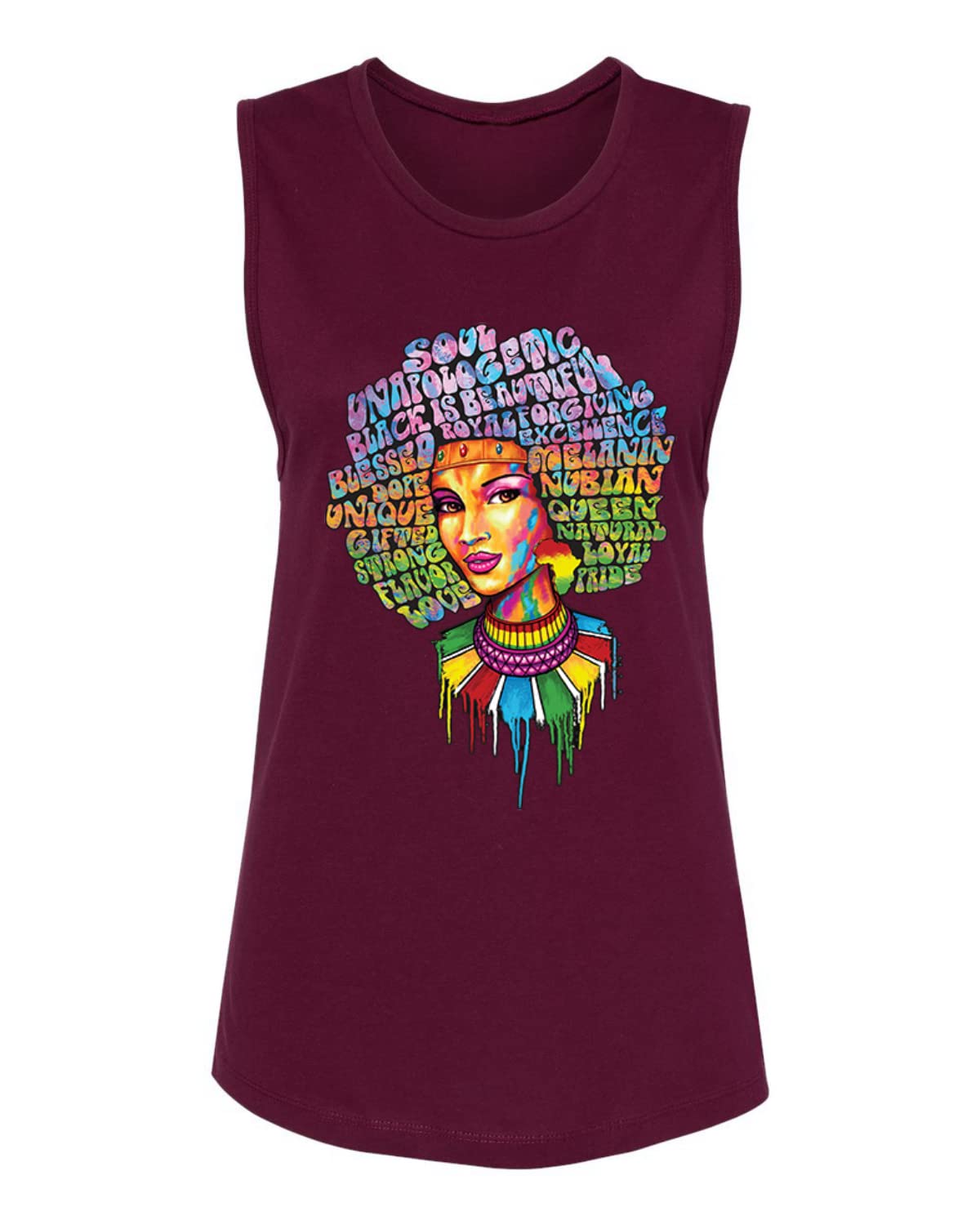 Wild Bobby Words of Character Strong Black Woman Ethnic Women's Jersey Muscle Tank - Empowering Graphic Tee for Women, Black Pride Apparel, Casual & Workout Wear
