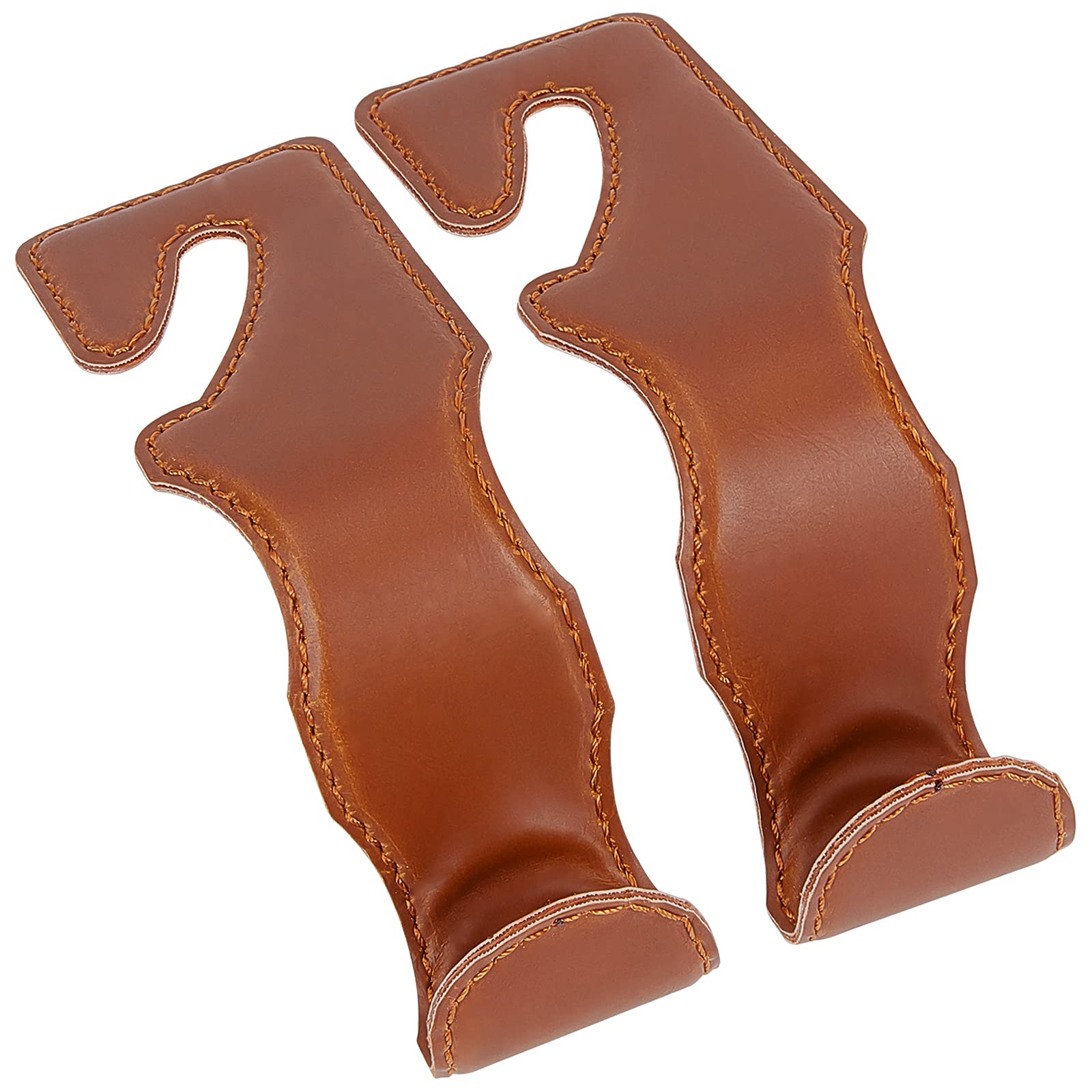 **GORGECRAFT 2-Pack Universal Leather Car Hooks - Heavy Duty Seat Back Headrest Hangers for Purse, Coats, Umbrellas & Grocery Bags - Vehicle Organizer for Cars, SUVs & Trucks (Brown)**    *(Perfect for Road Trips, Shopping, and Daily Commute - Keep Your Car Clutter-Free!)*