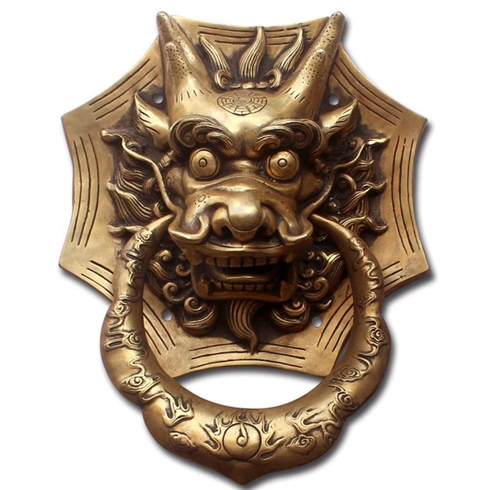 Vintage Cast Iron Lion Head Door Knocker - Solid Brass Door Handle & Faucet Handle - Rustic Home Decor for Front Door, Garden Gate & Cabinets - Antique Style Hardware for Traditional & Farmhouse Interiors