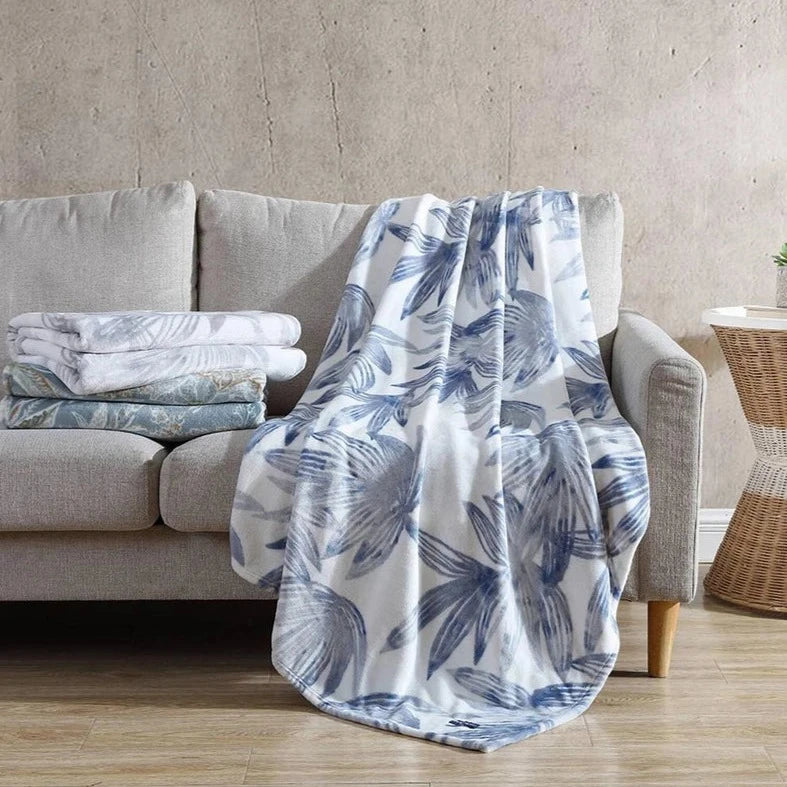 Tommy Bahama Home Kayo Blue Canal Lightweight Throw Blanket - Soft & Cozy for Bed, Couch, and Outdoor Use