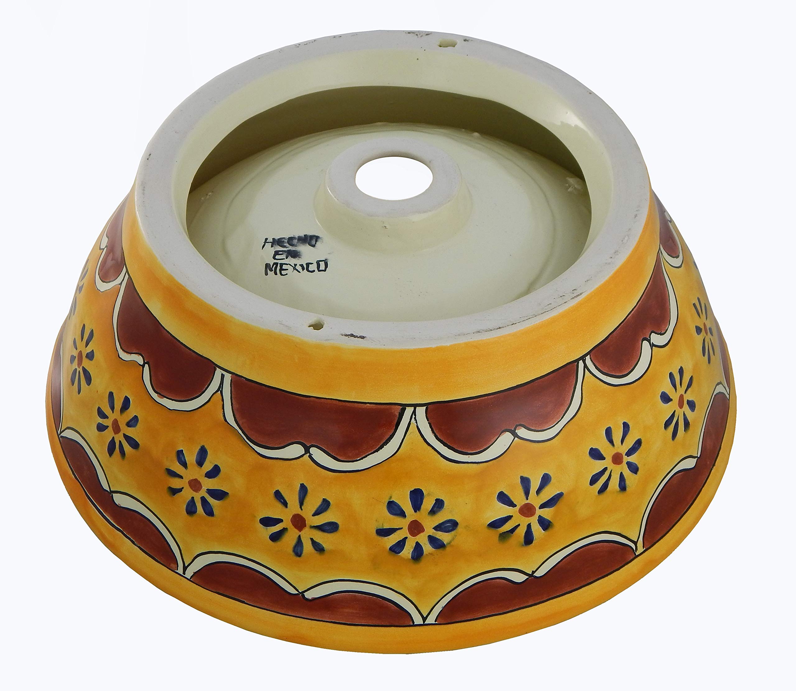 Vessel Skirted Talavera Mexican Ceramic Bathroom Sink - Hand-Painted Artisan Design for Powder Room, Guest Bath or Farmhouse Style Decor