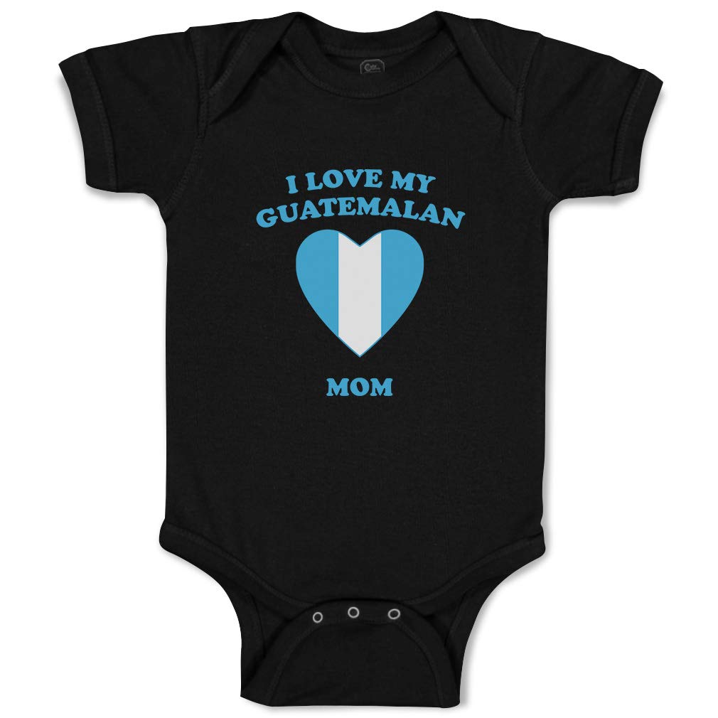 Funny Custom Baby Bodysuit - 'I Love My Guatemalan Mom' Cotton Onesie for Boys & Girls (Black Design, Up to 24 Months) - Perfect for Family Photos, Cultural Celebrations & Everyday Wear