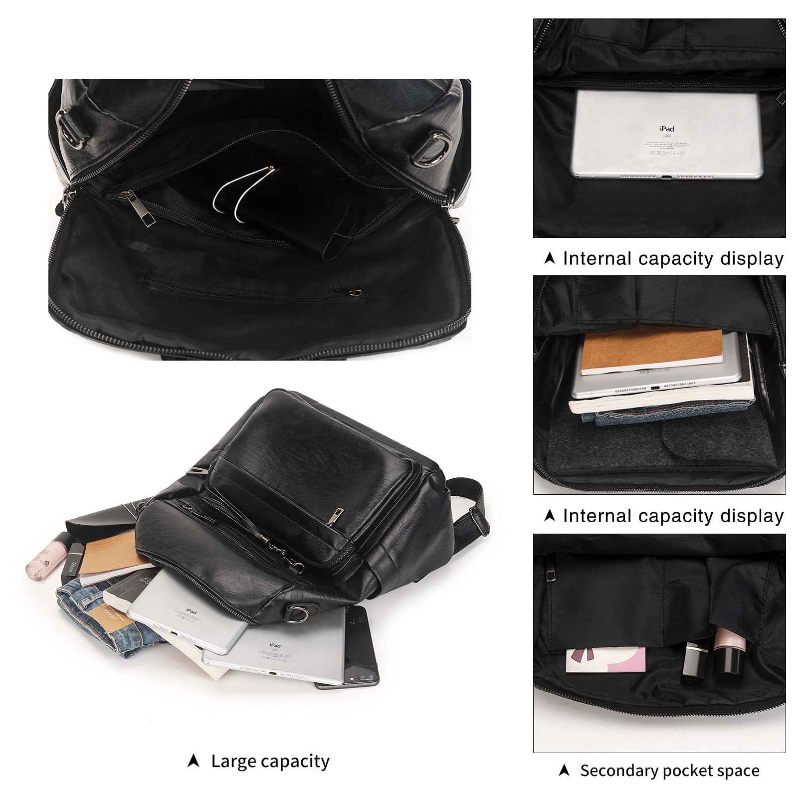 Stylish Women's PU Leather Backpack Purse - Large Fashion Shoulder Bag with Tassel for Travel, Work & Daily Use